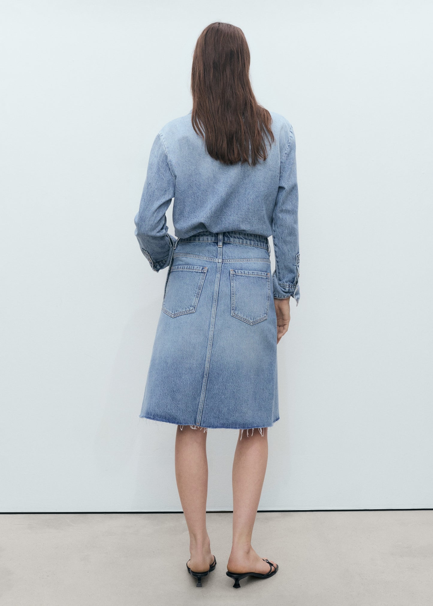 Denim midi-skirt