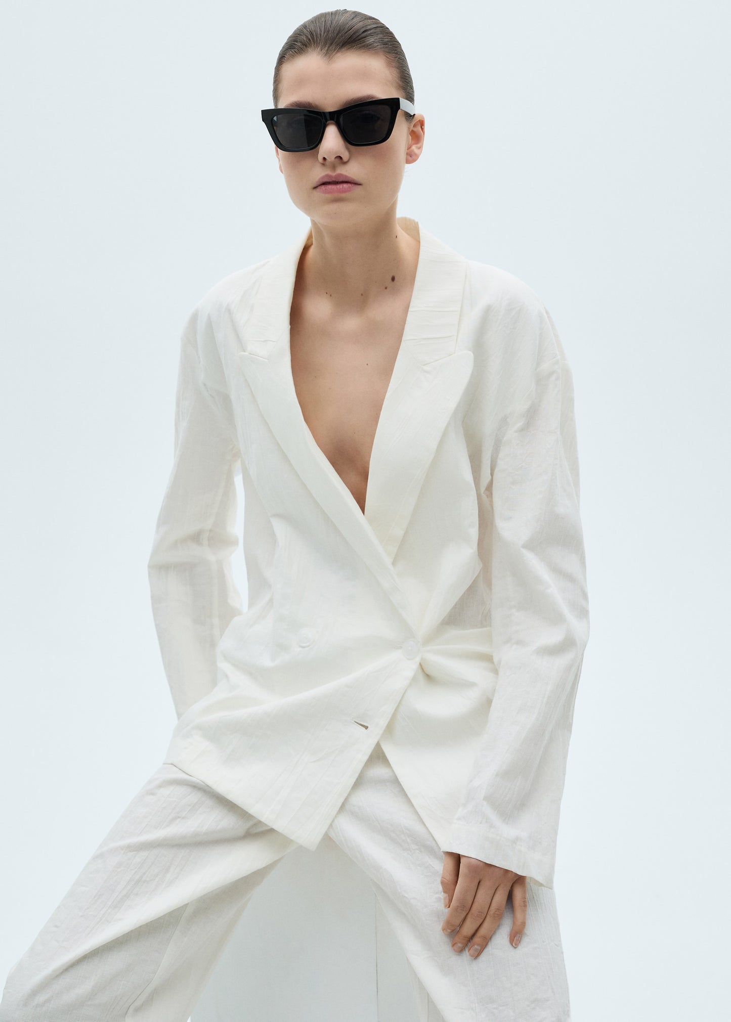 Creased-effect suit jacket