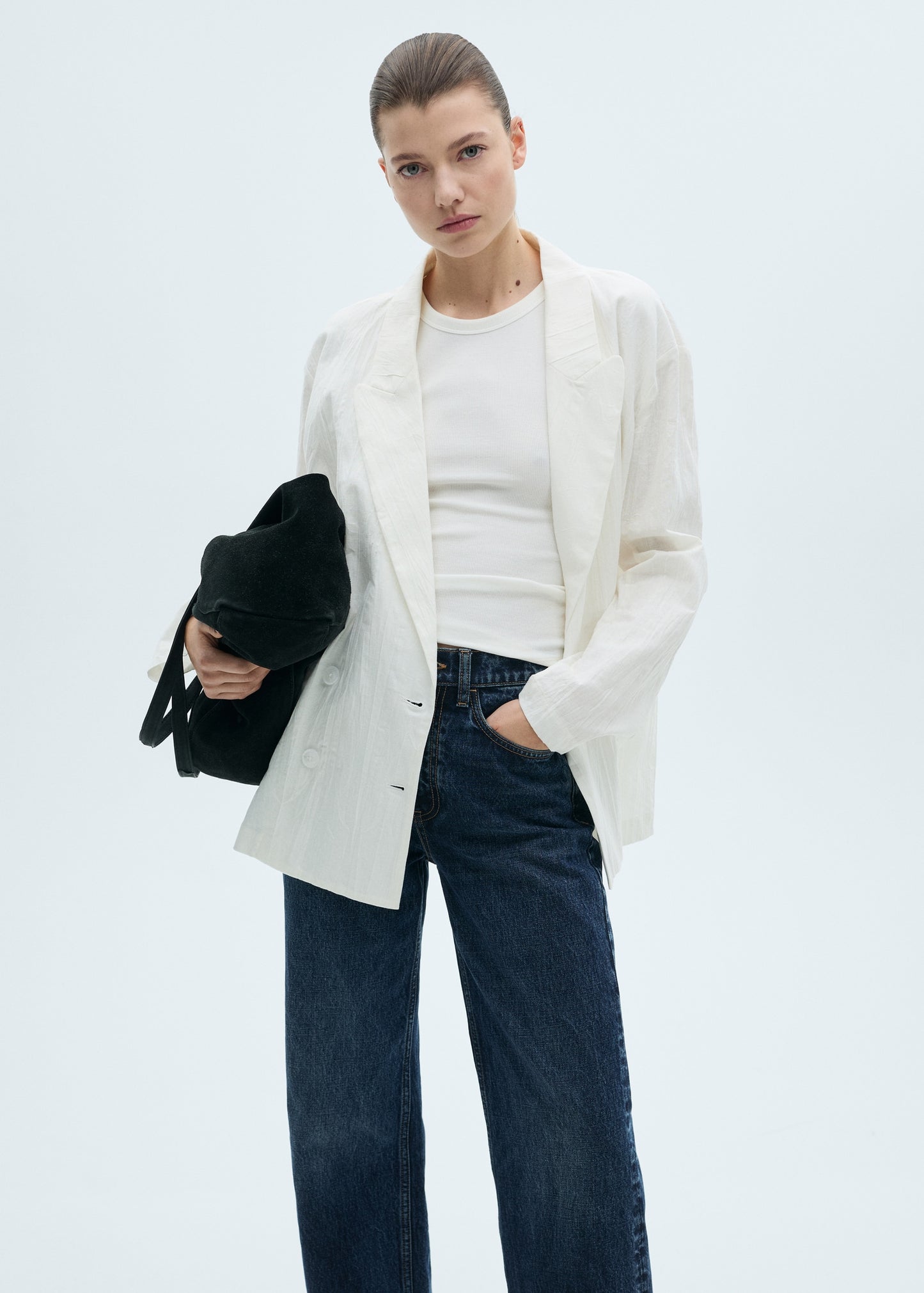 Creased-effect suit jacket