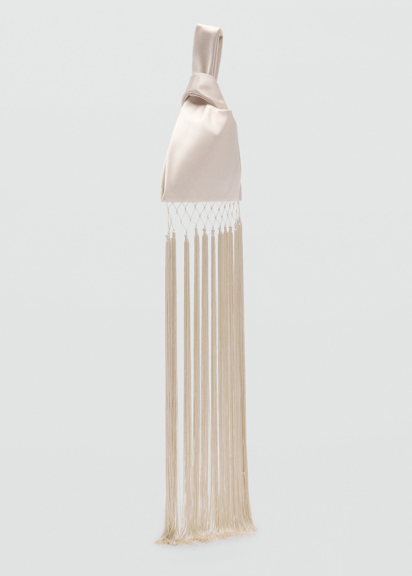 Satin handbag with fringe finish