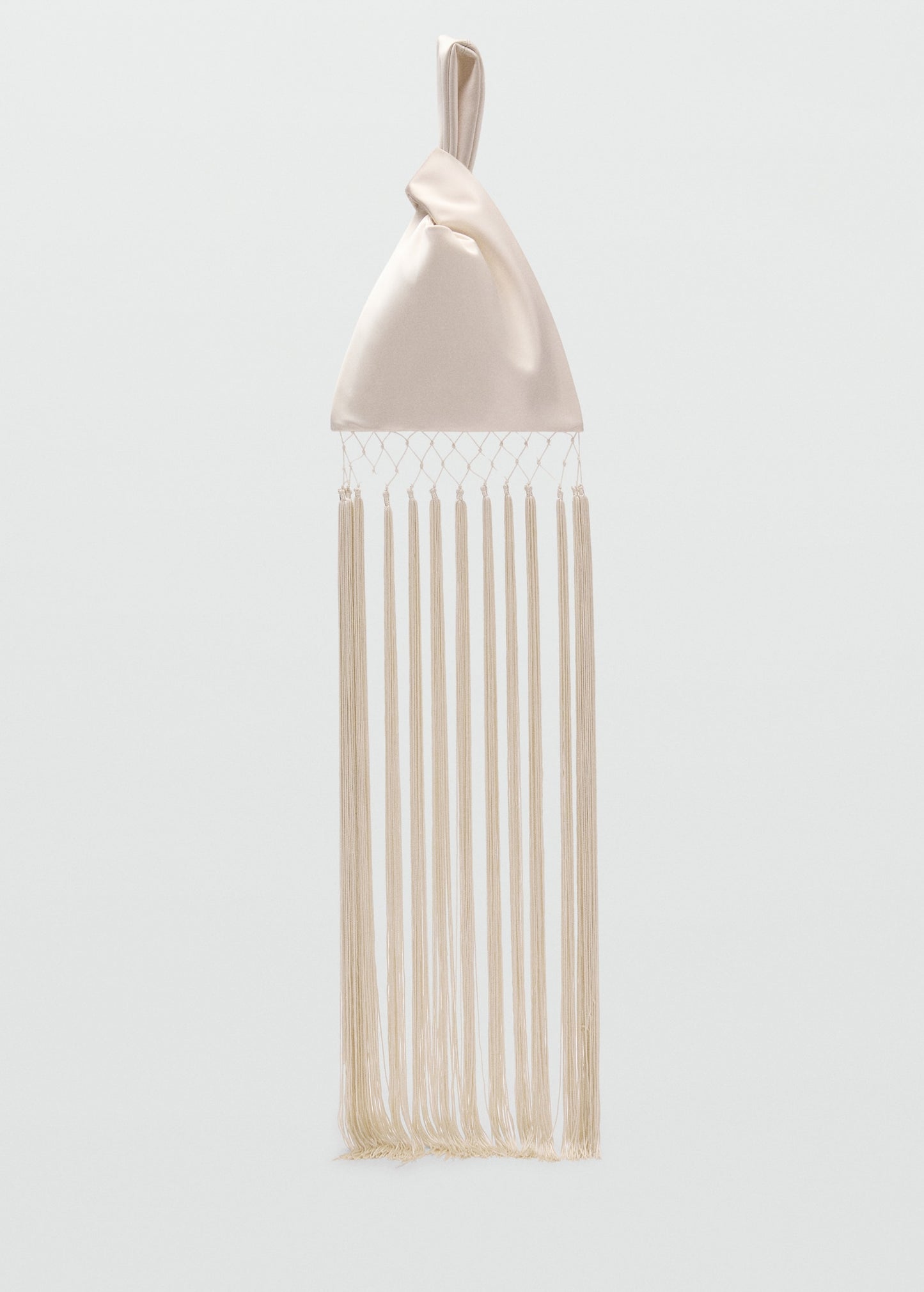 Satin handbag with fringe finish