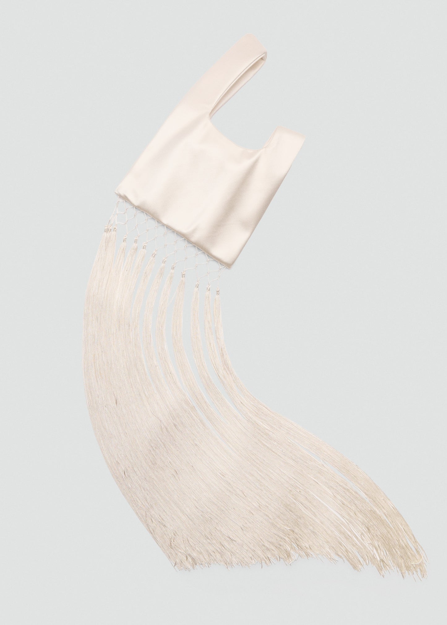 Satin handbag with fringe finish