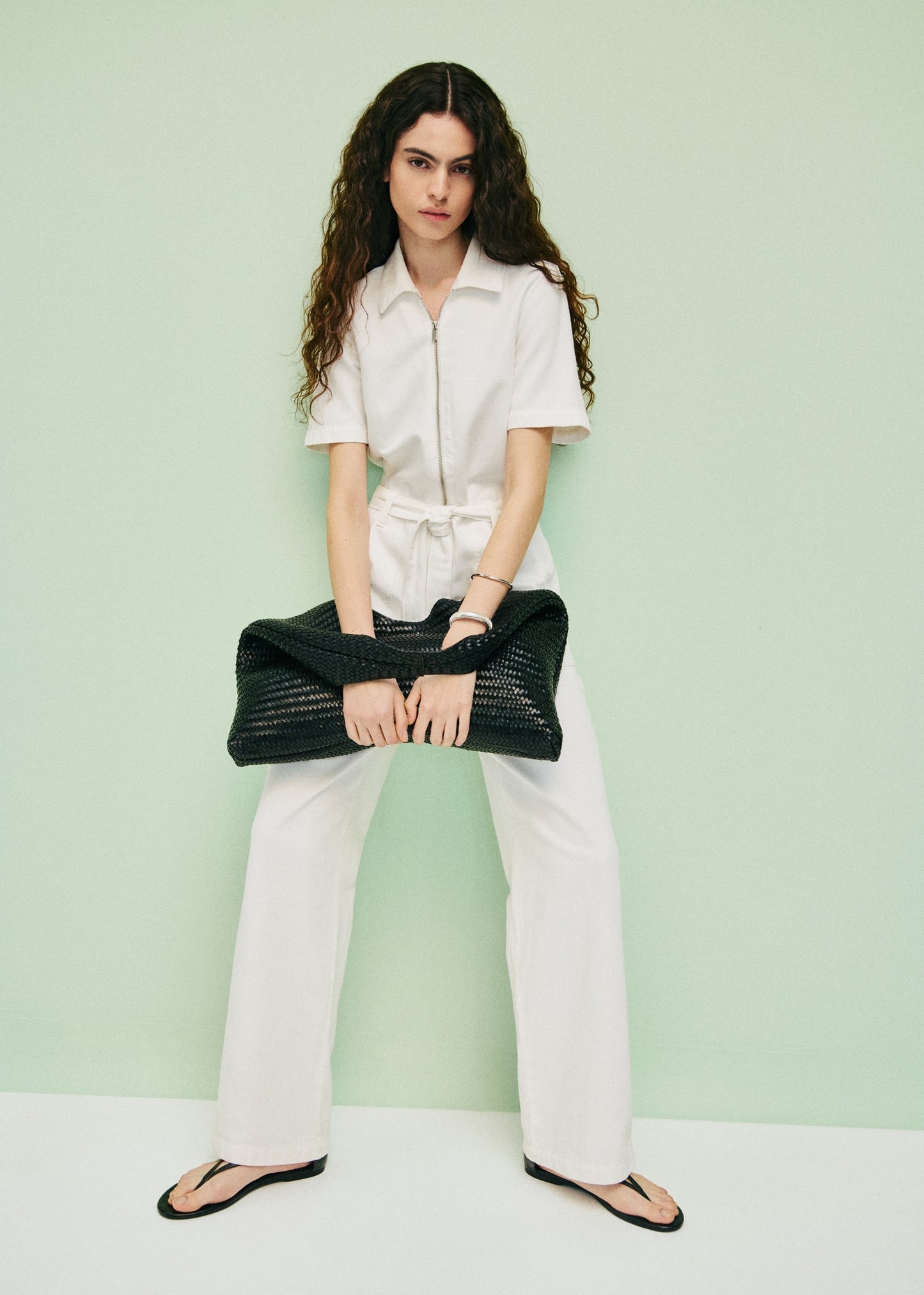 Denim jumpsuit belt