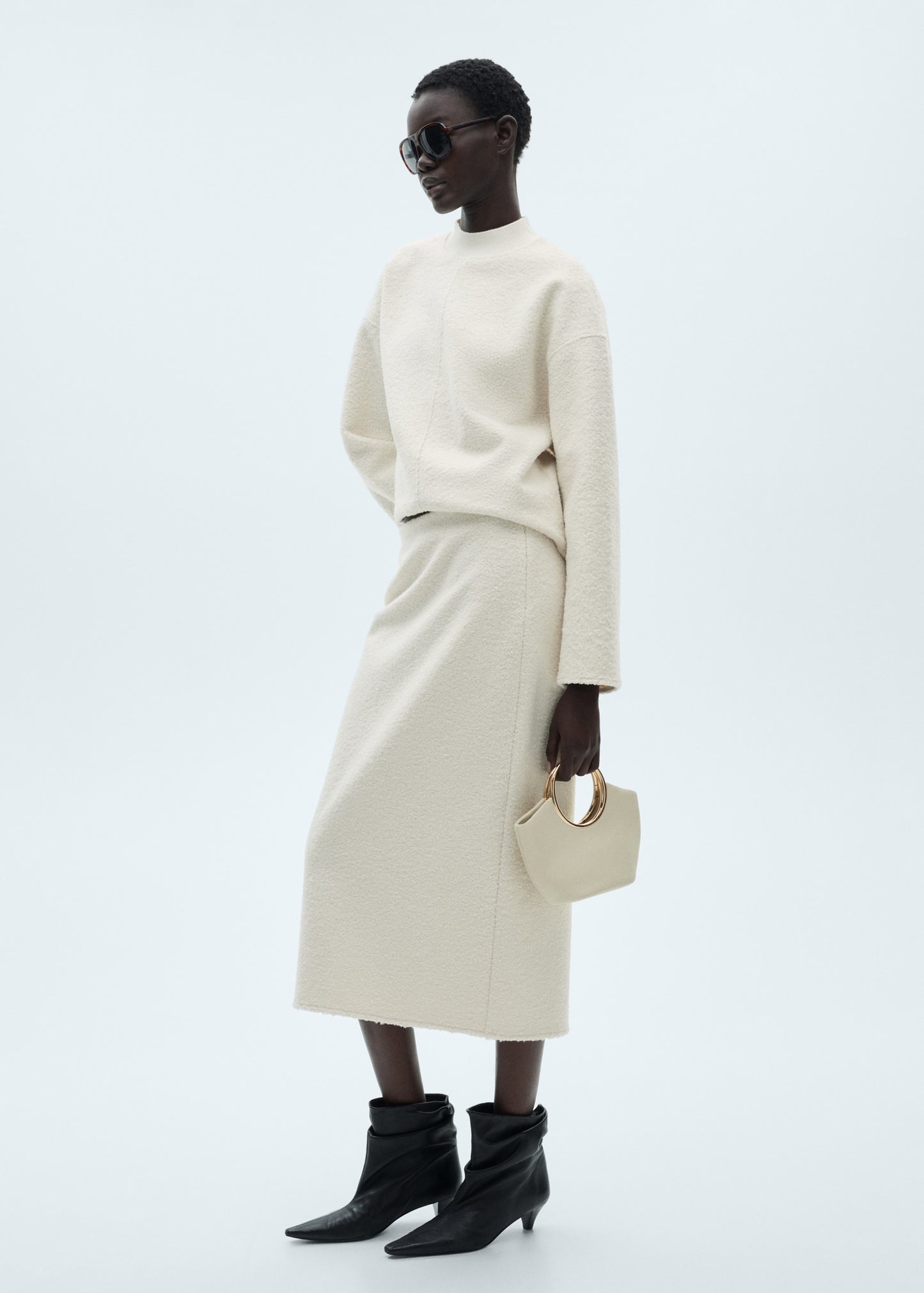 Shearling midi skirt