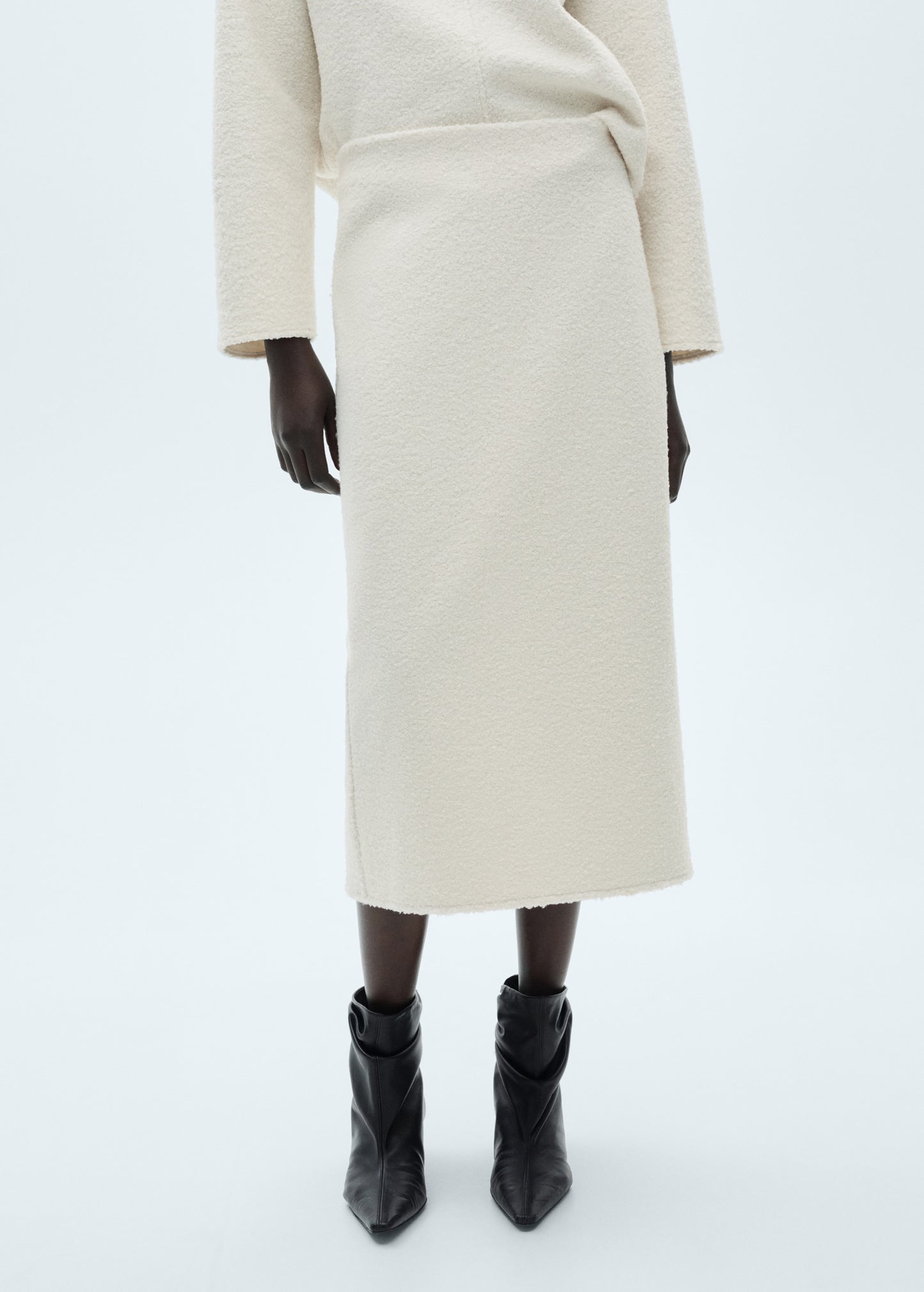 Shearling midi skirt