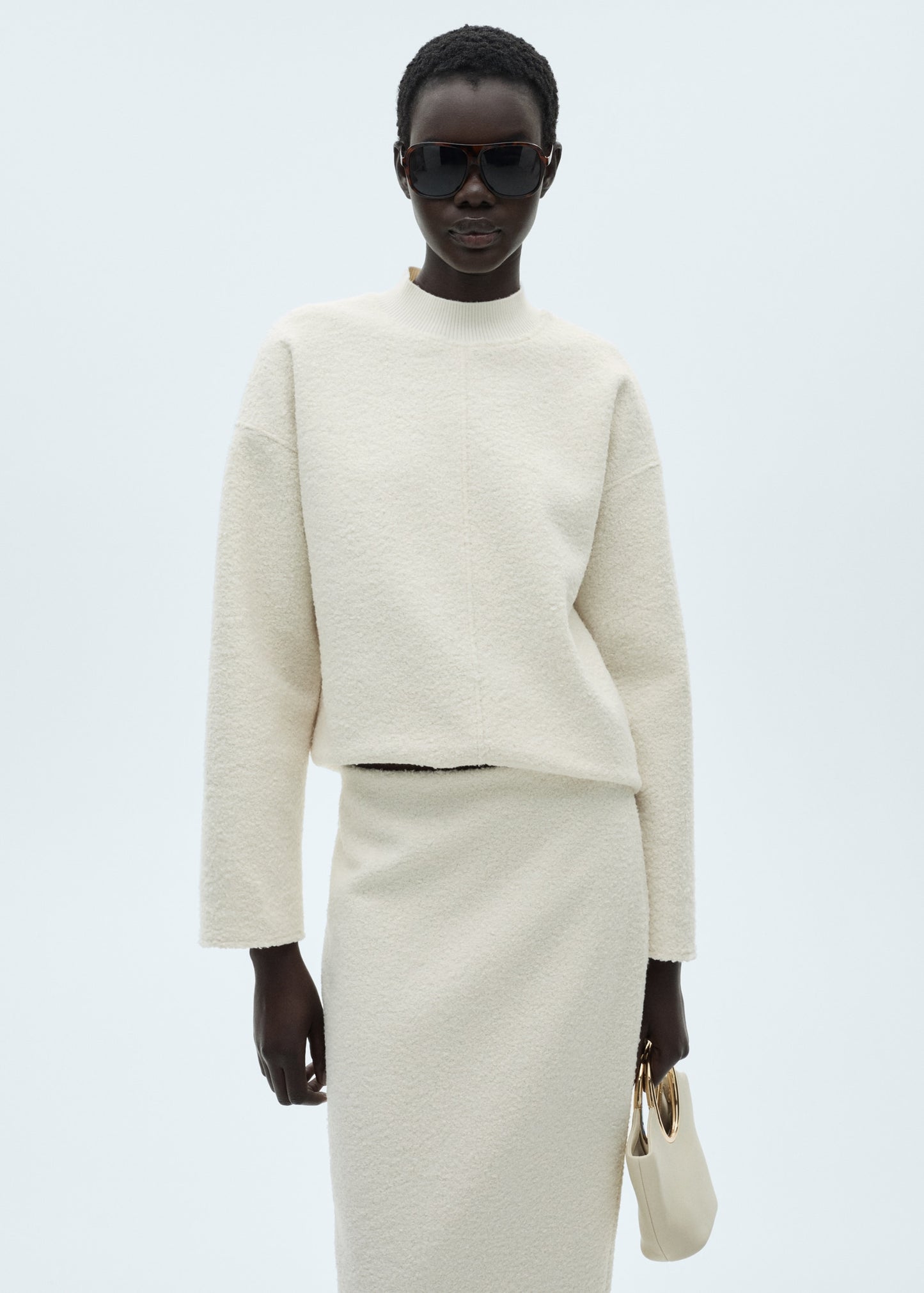 Shearling midi skirt