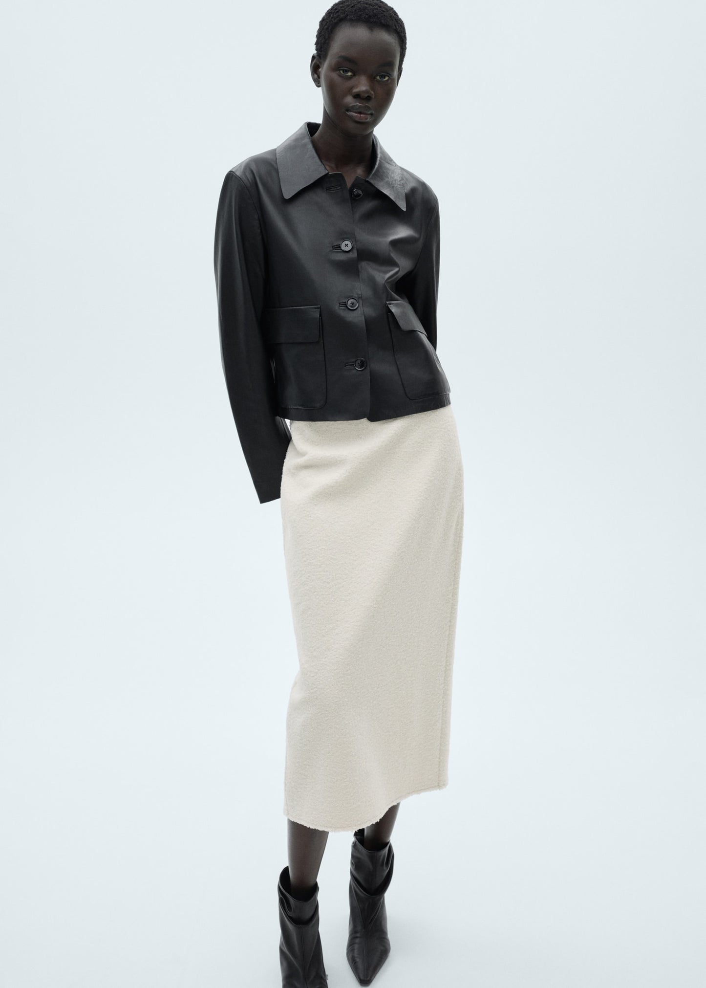 Shearling midi skirt