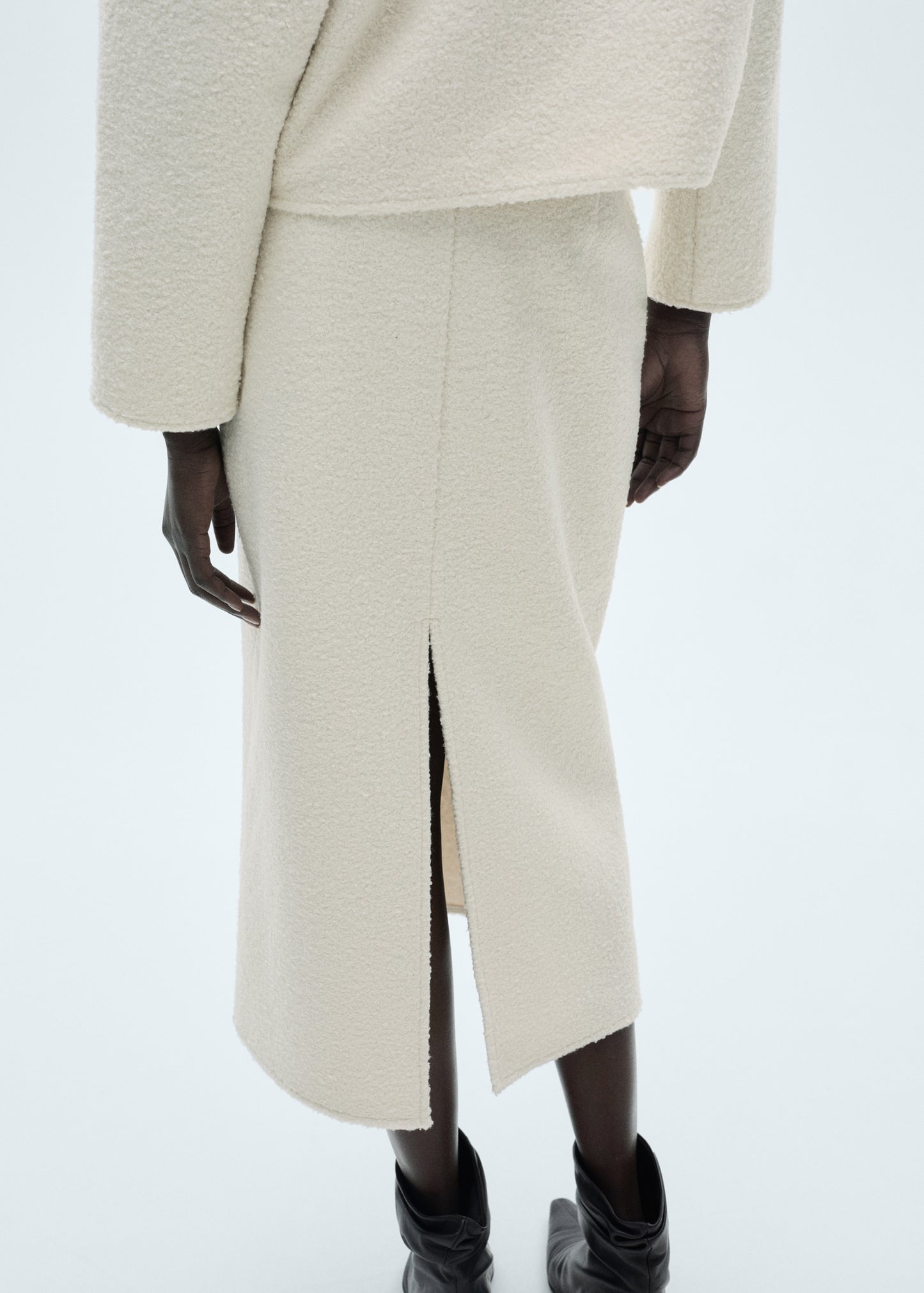 Shearling midi skirt