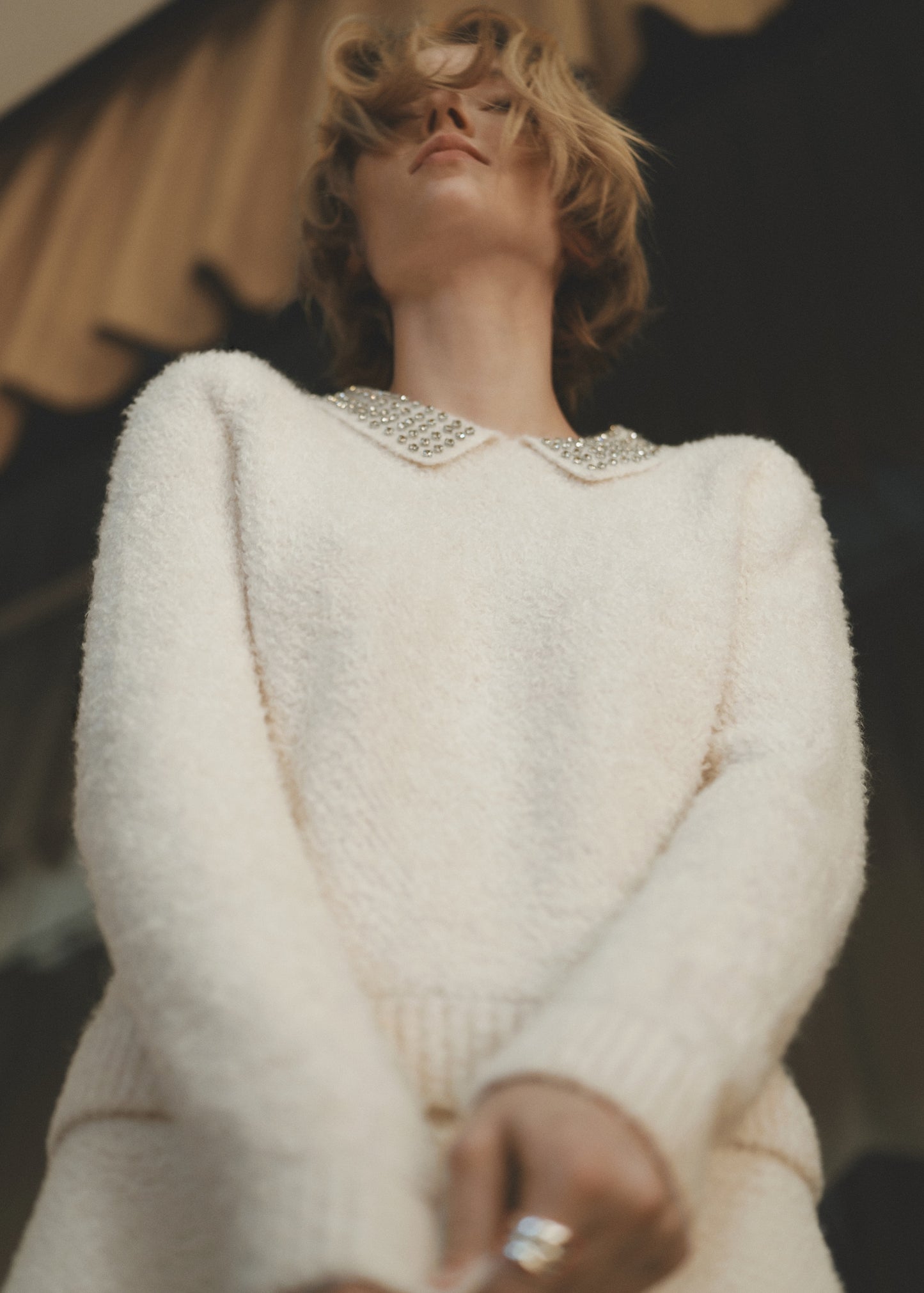 Shearling midi skirt