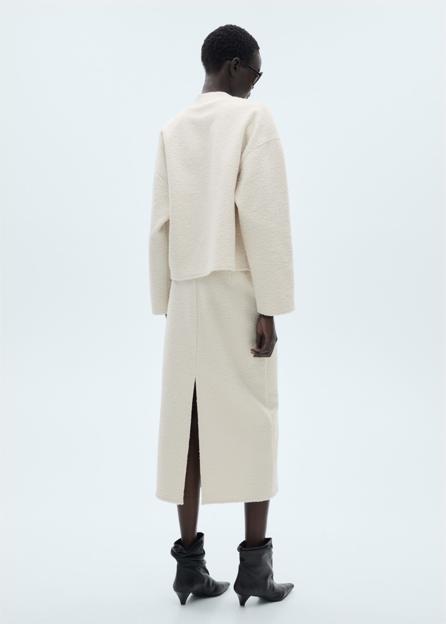 Shearling midi skirt