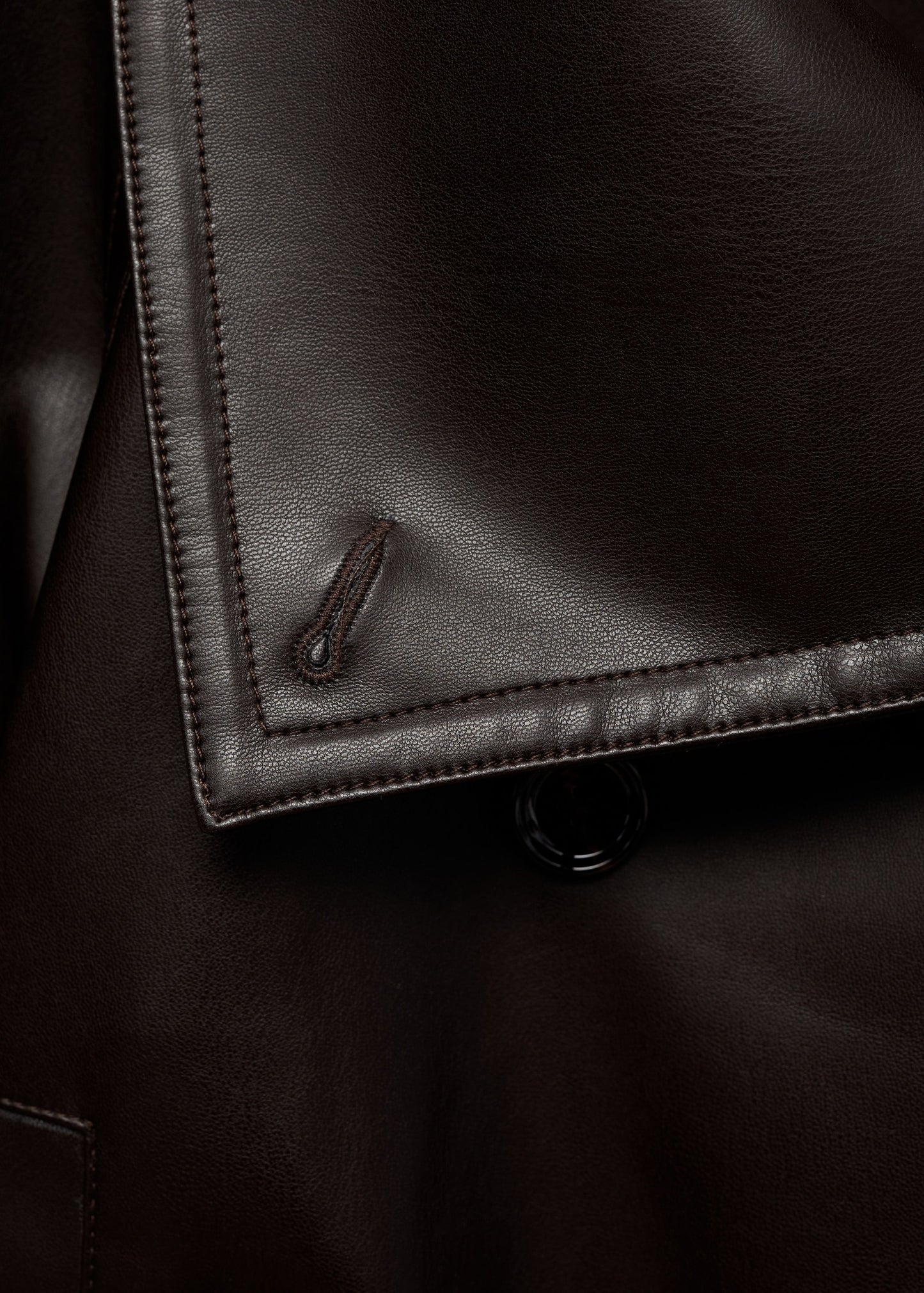 Maxi-jacket with leather-effect lapels