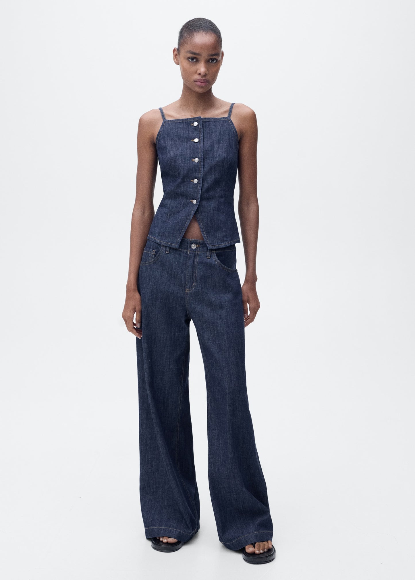 Buttoned denim top