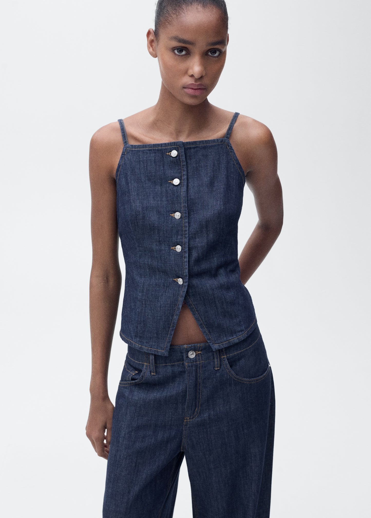 Buttoned denim top