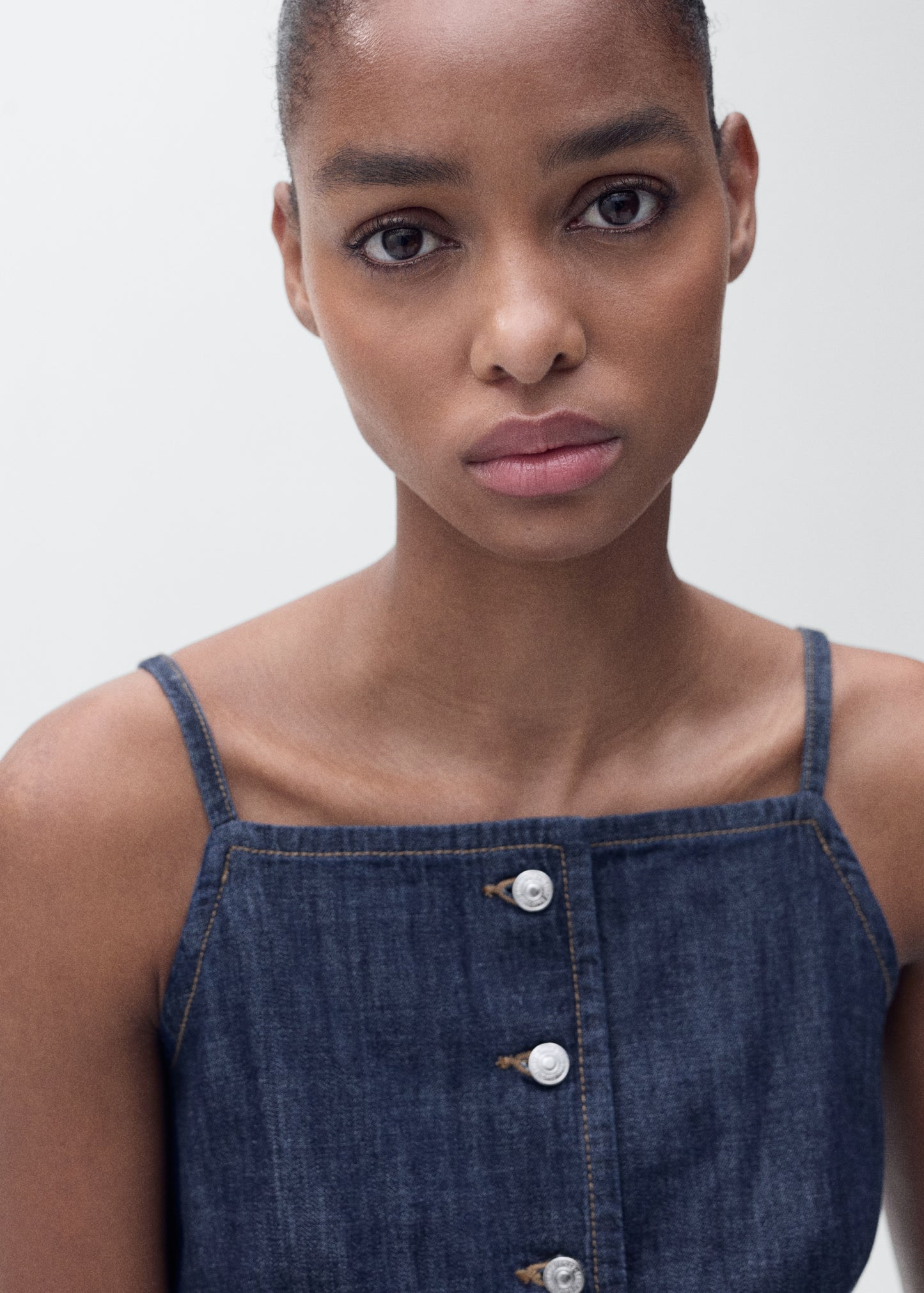 Buttoned denim top