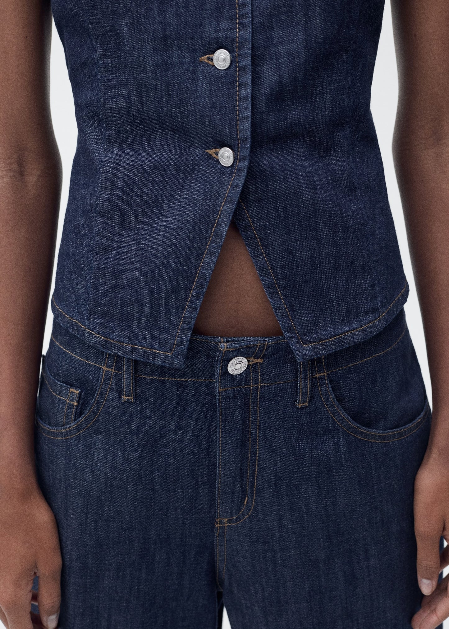 Buttoned denim top