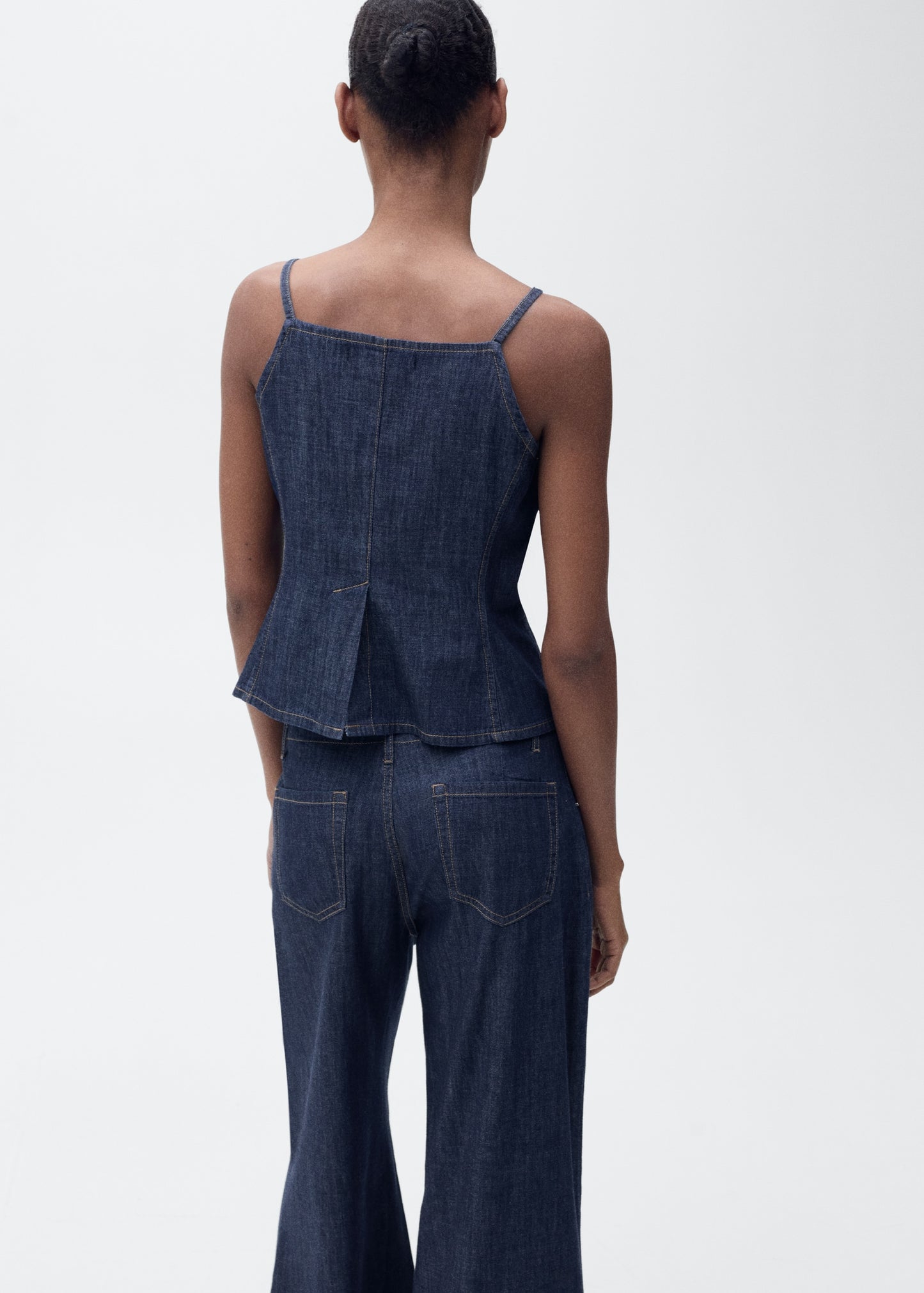 Buttoned denim top