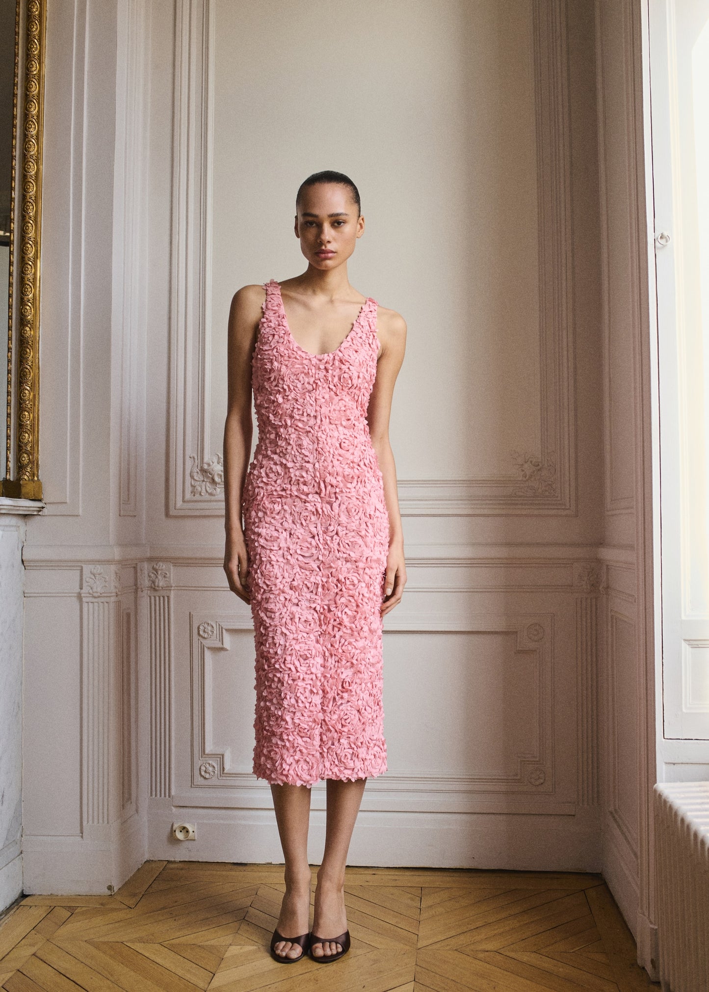 Flower embroidered tulle dress