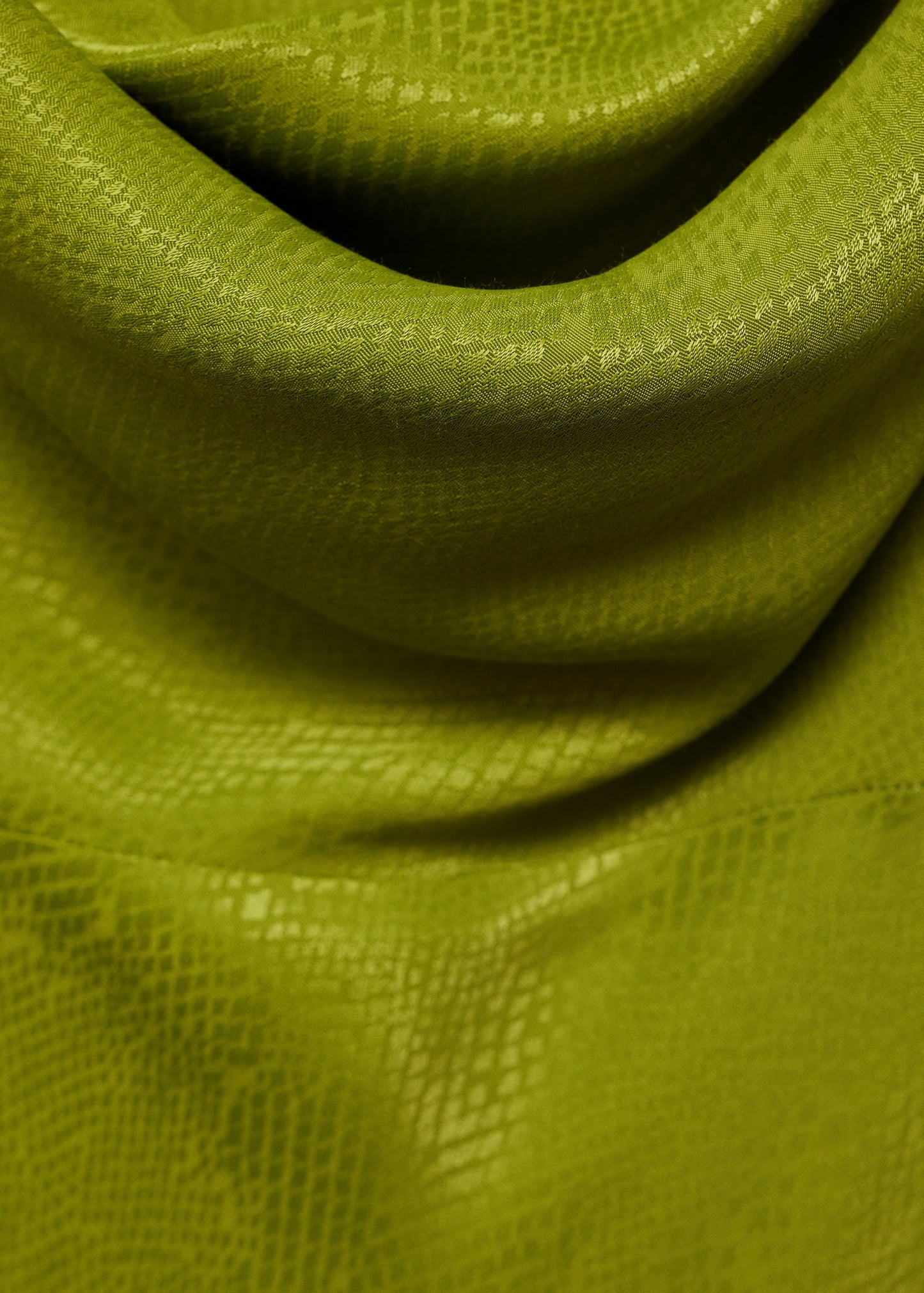 Satin texture dress with draped neck