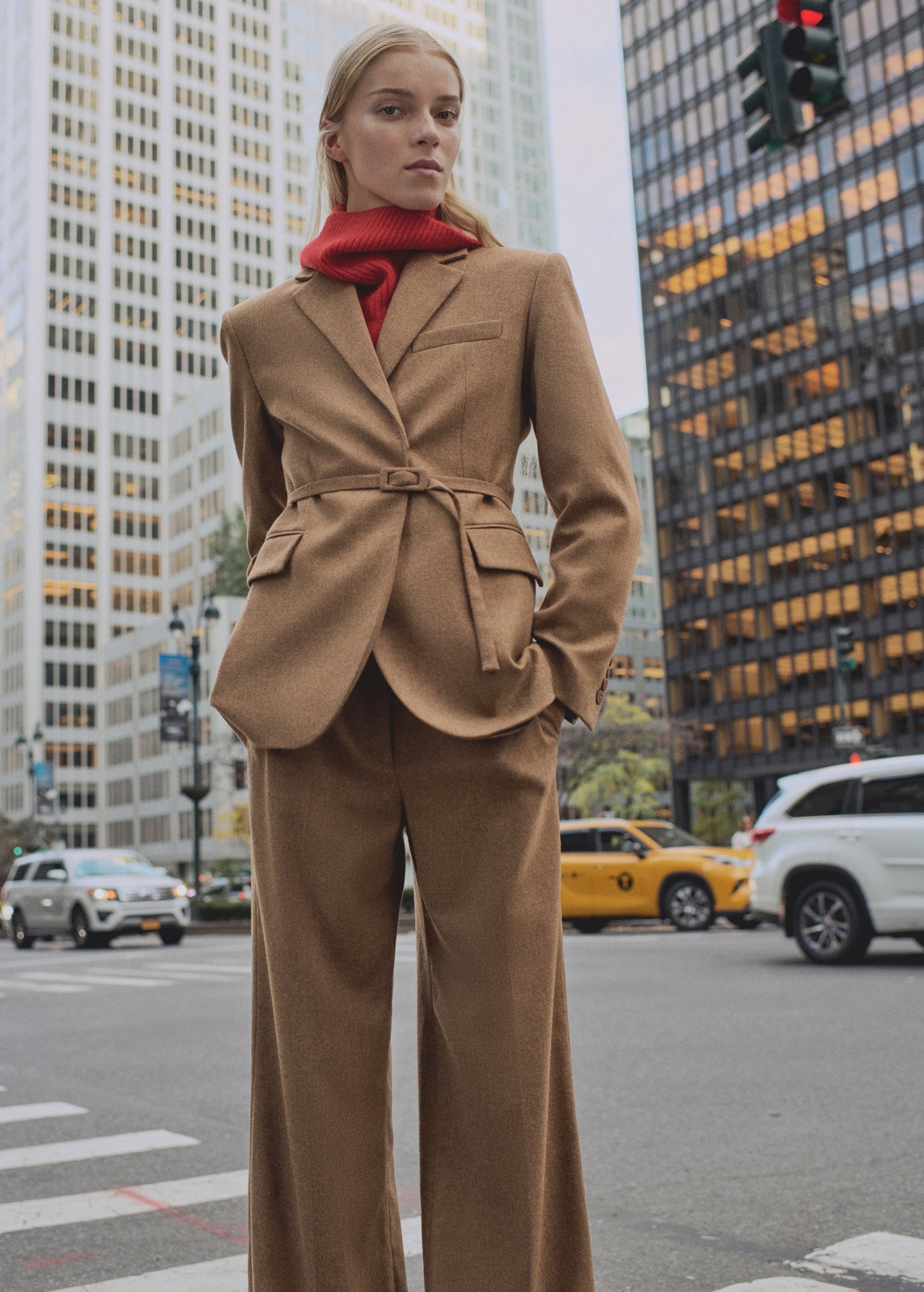 Wool-blend suit trousers