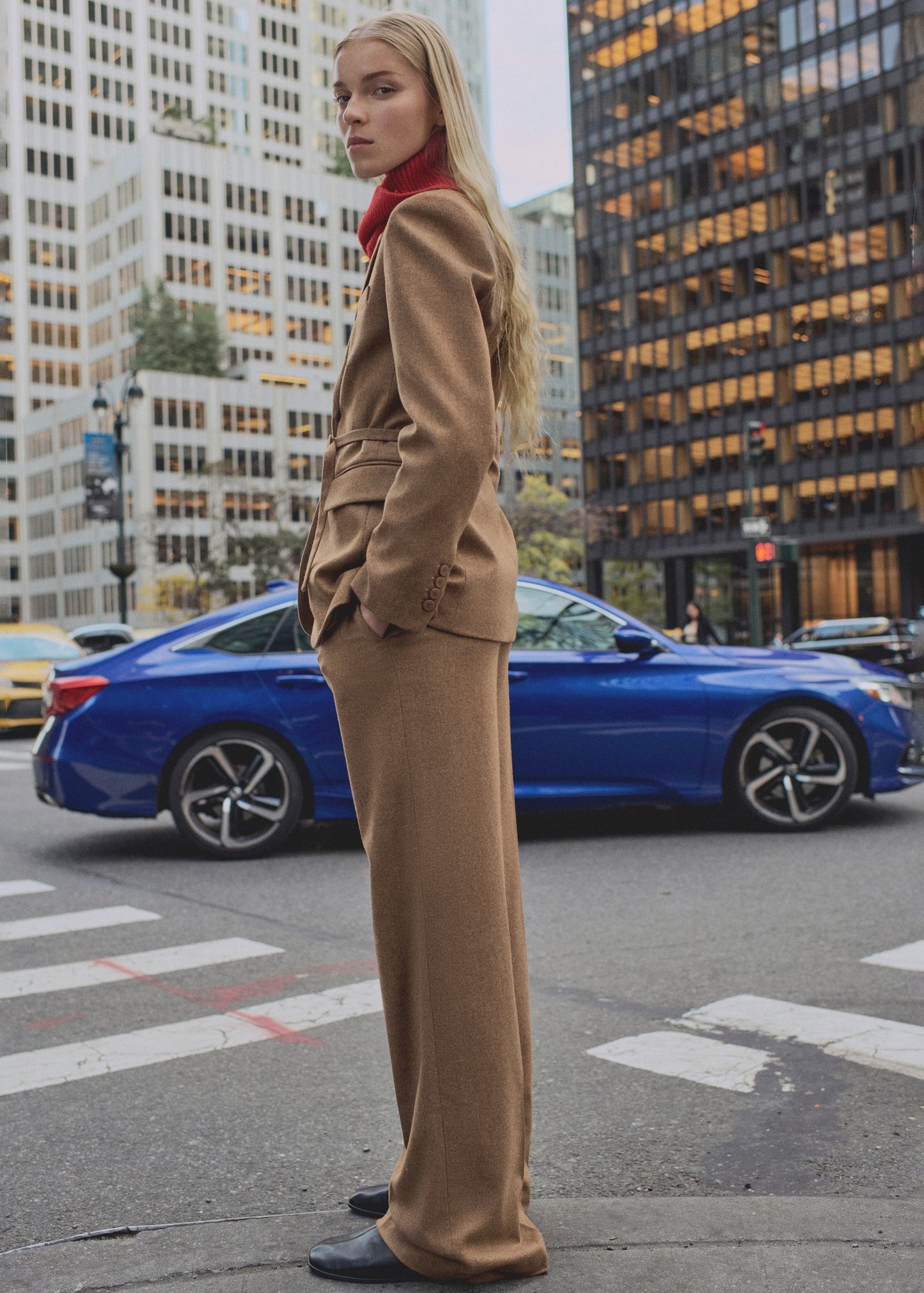 Wool-blend suit trousers
