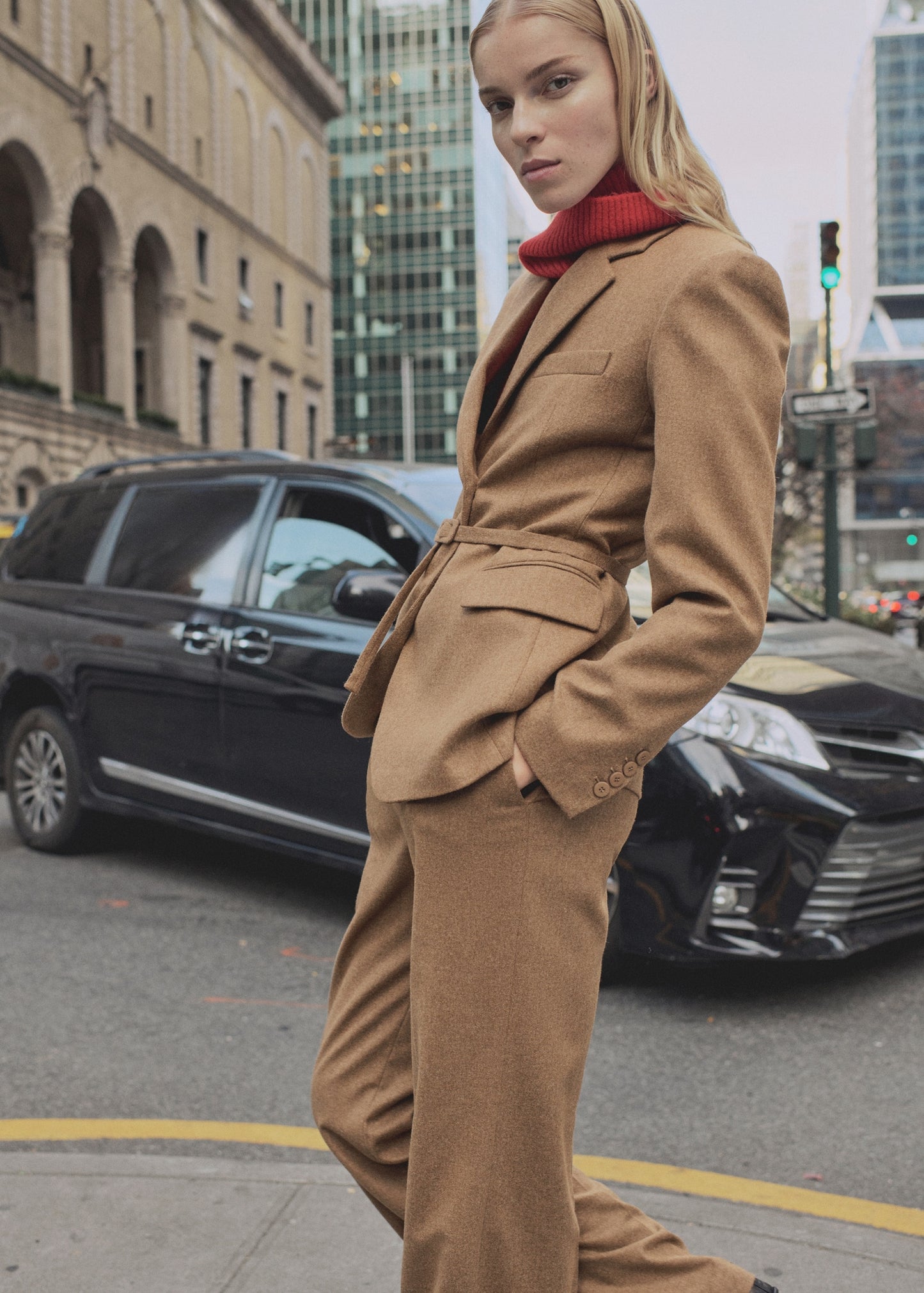 Wool-blend suit trousers