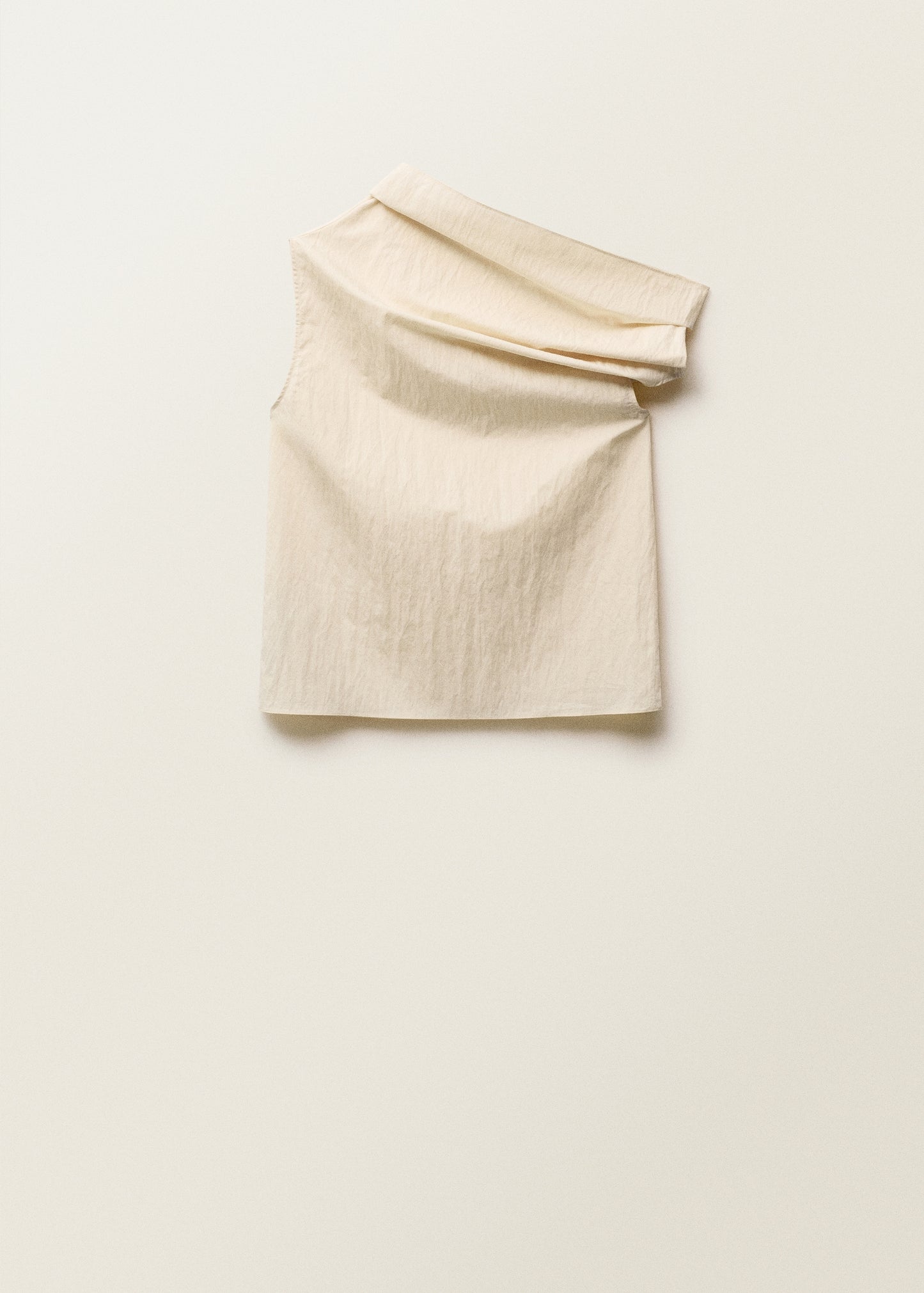 Asymmetrical collar cotton blouse