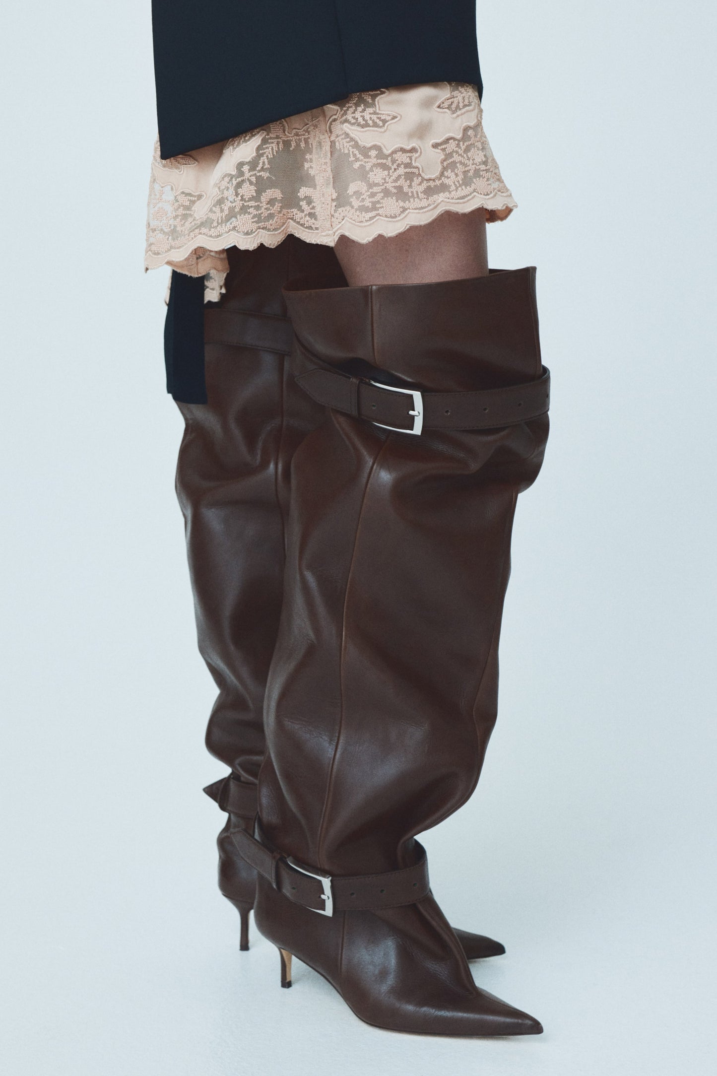High-shaft leather boots