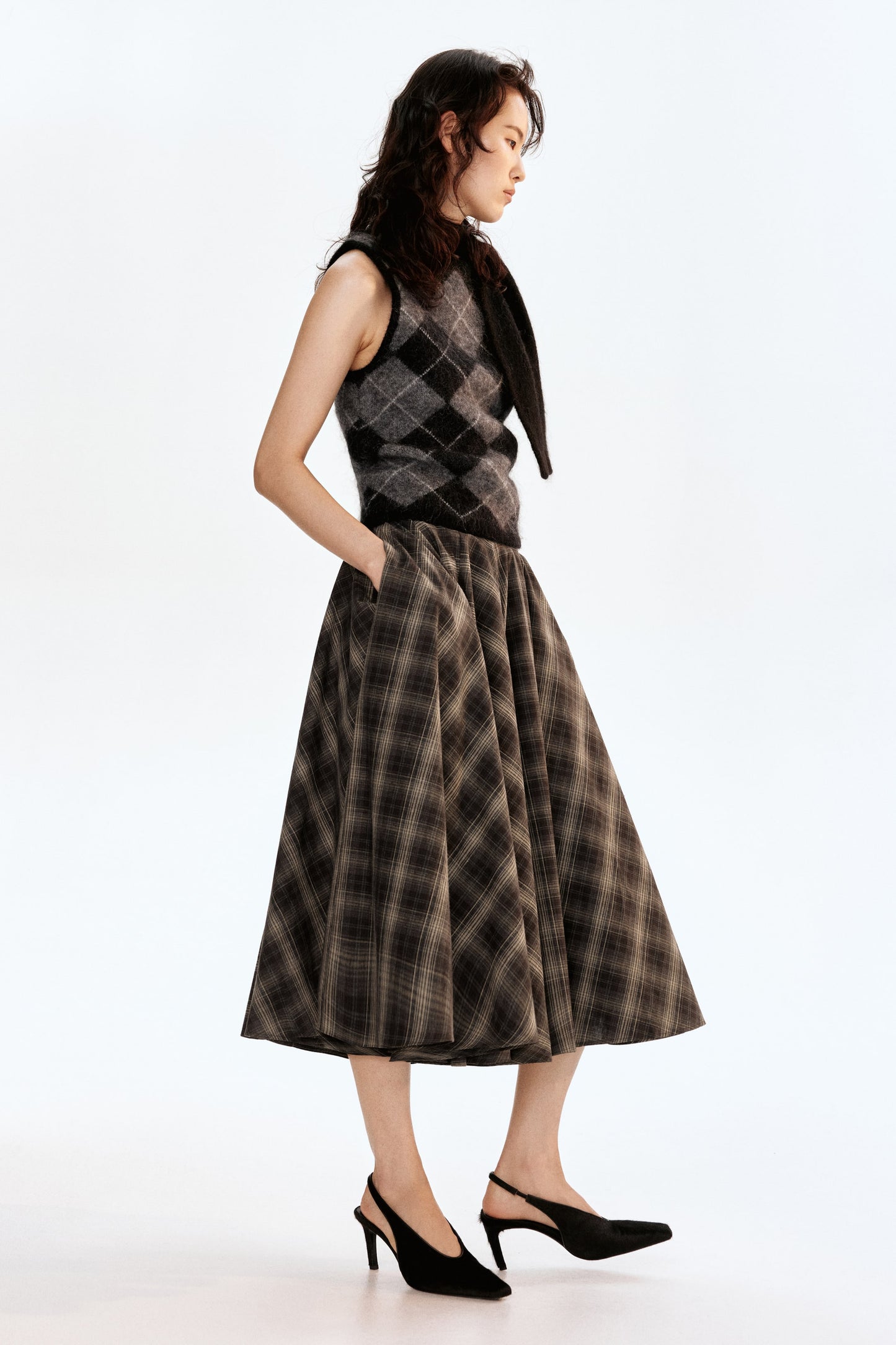 Mohair-blend scarf-collar top