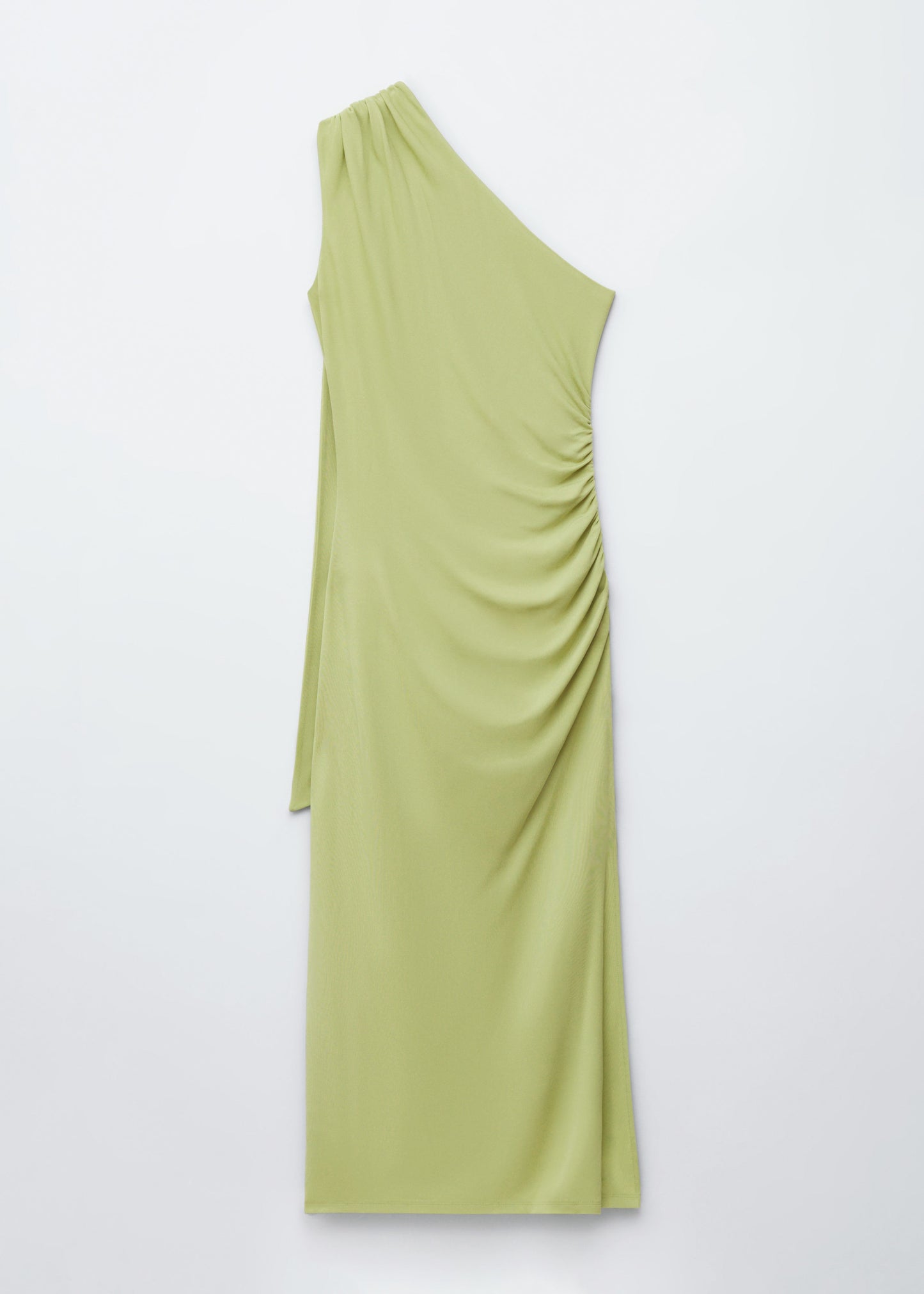 One-Shoulder Scarf-Detail Midi Dress