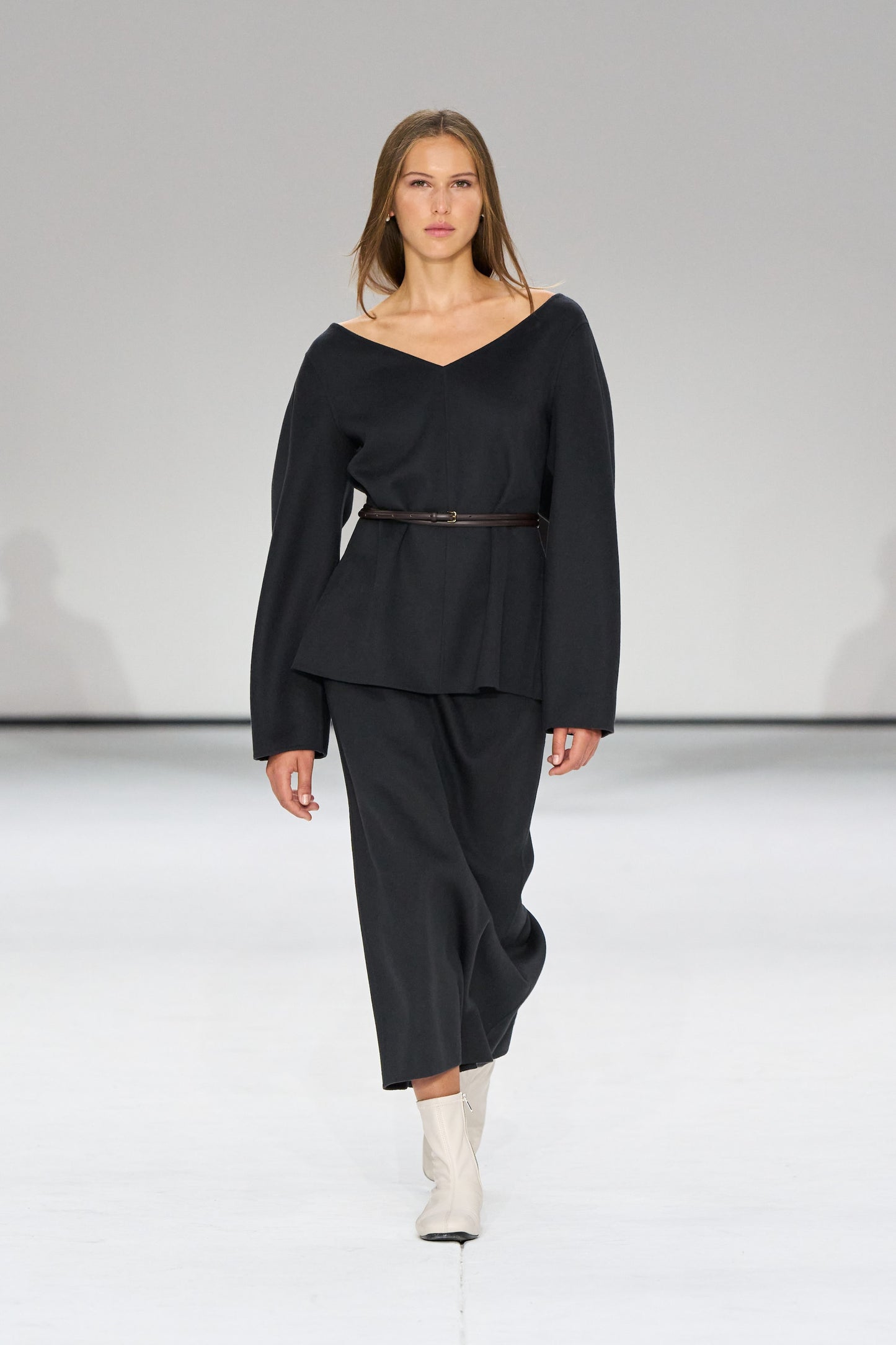 Double-Faced Wool V-Neck Top