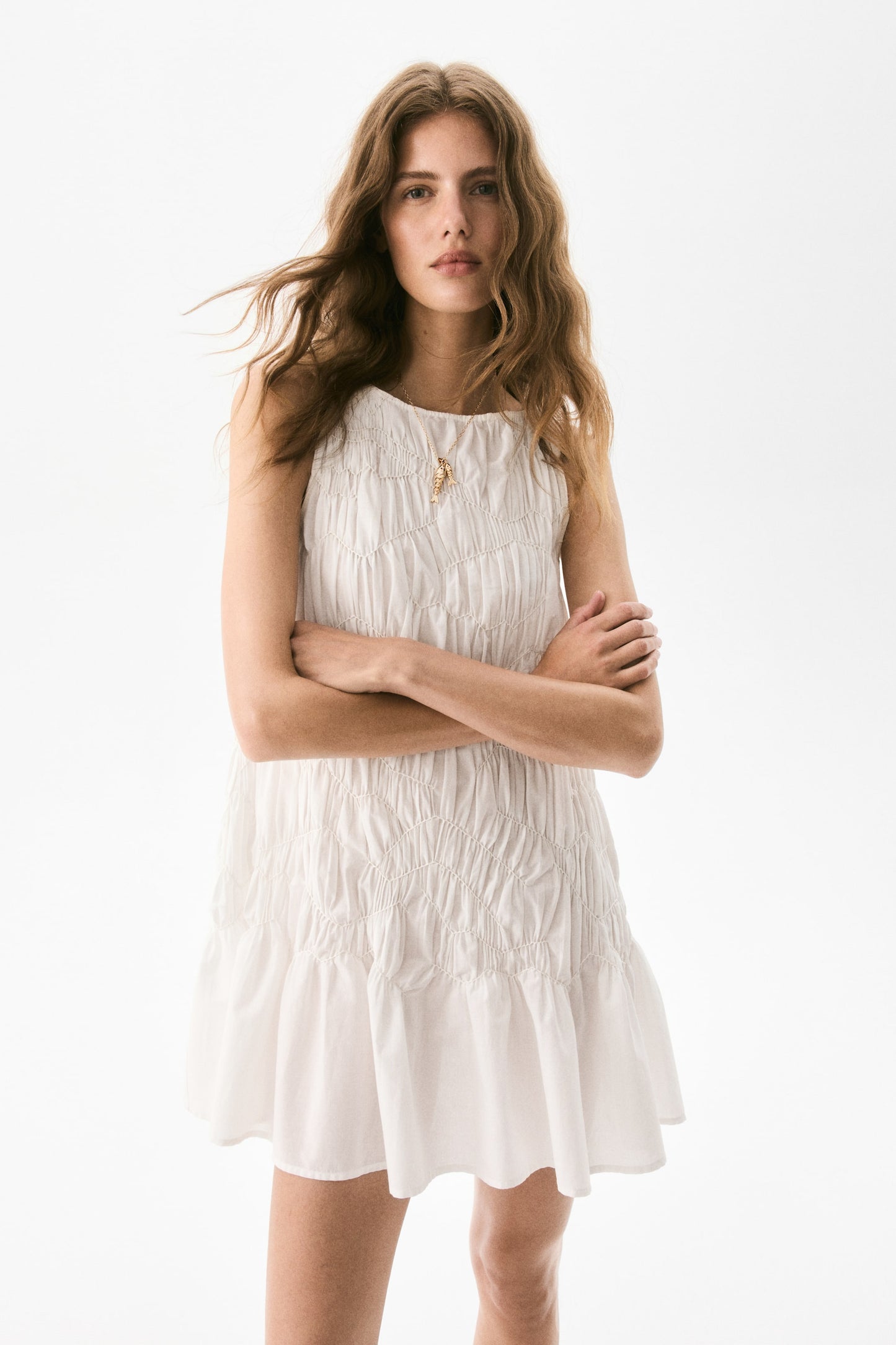 Ruched cotton dress