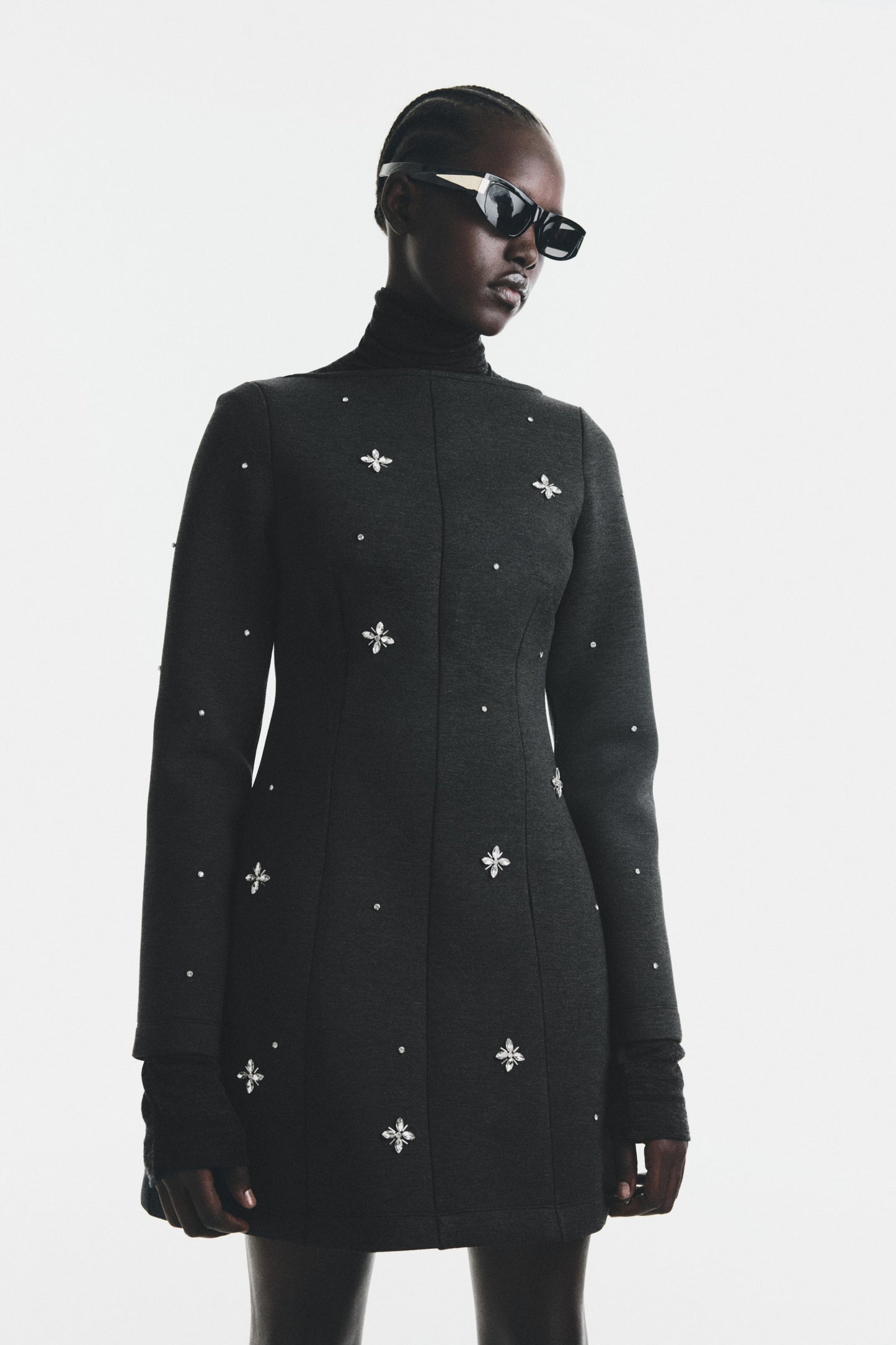 Rhinestone-embellished scuba dress