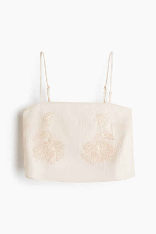 Bead-embroidered strappy top