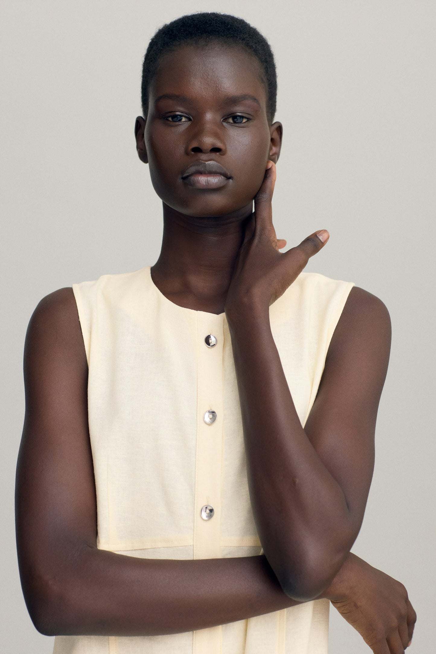 Linen-blend dress