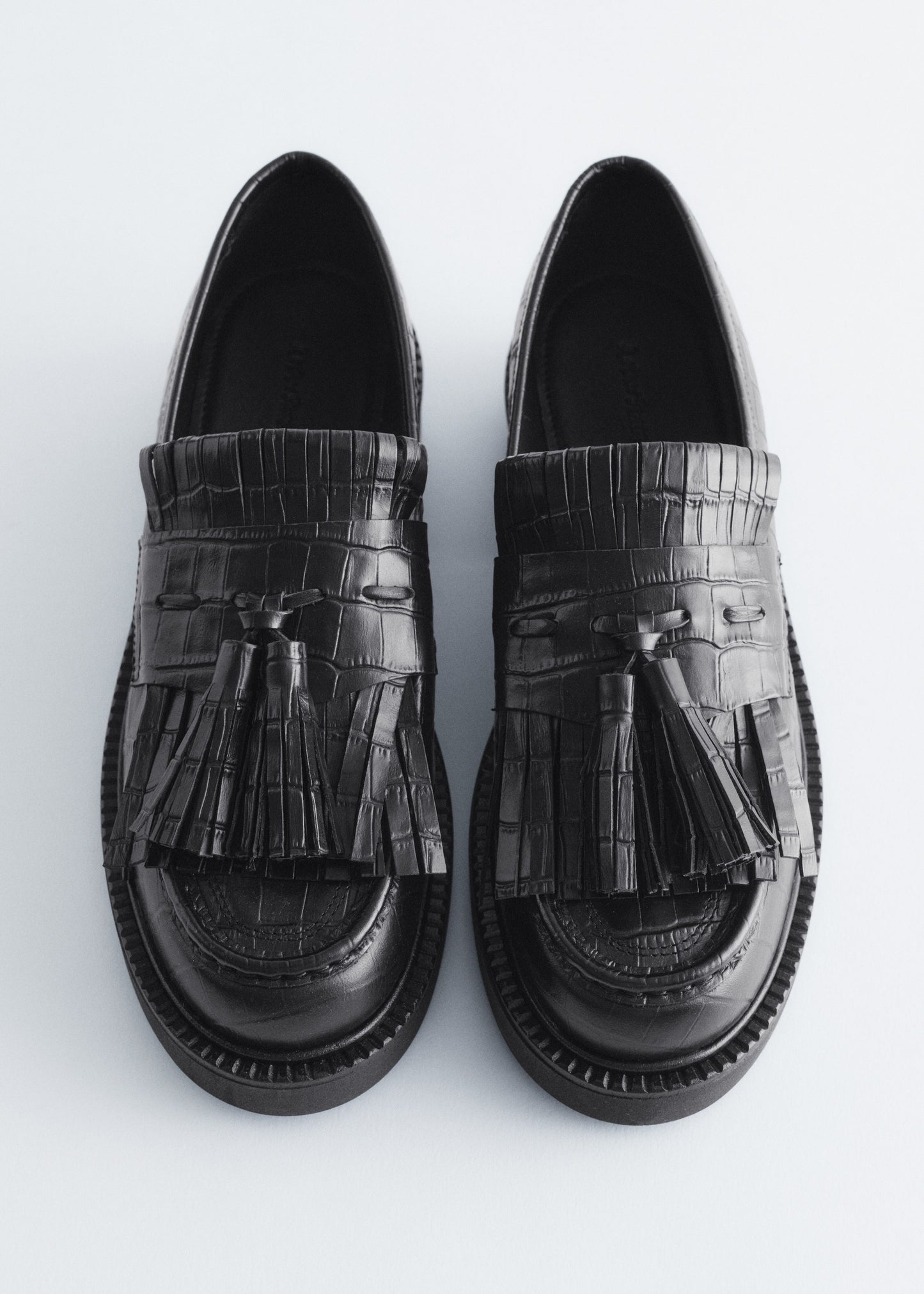 Chunky Croco Leather Loafers