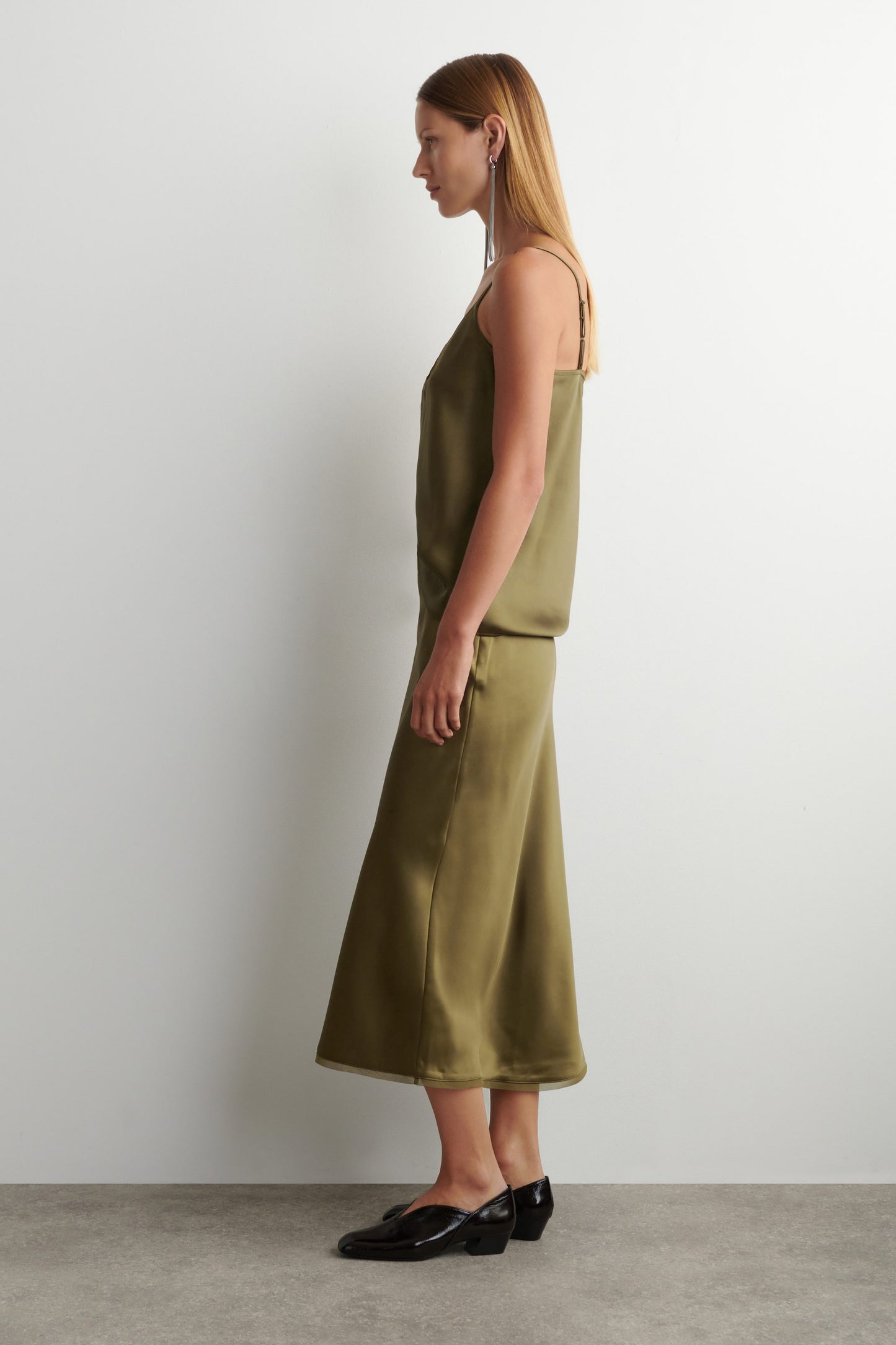 Bias-Cut Satin Midi Skirt