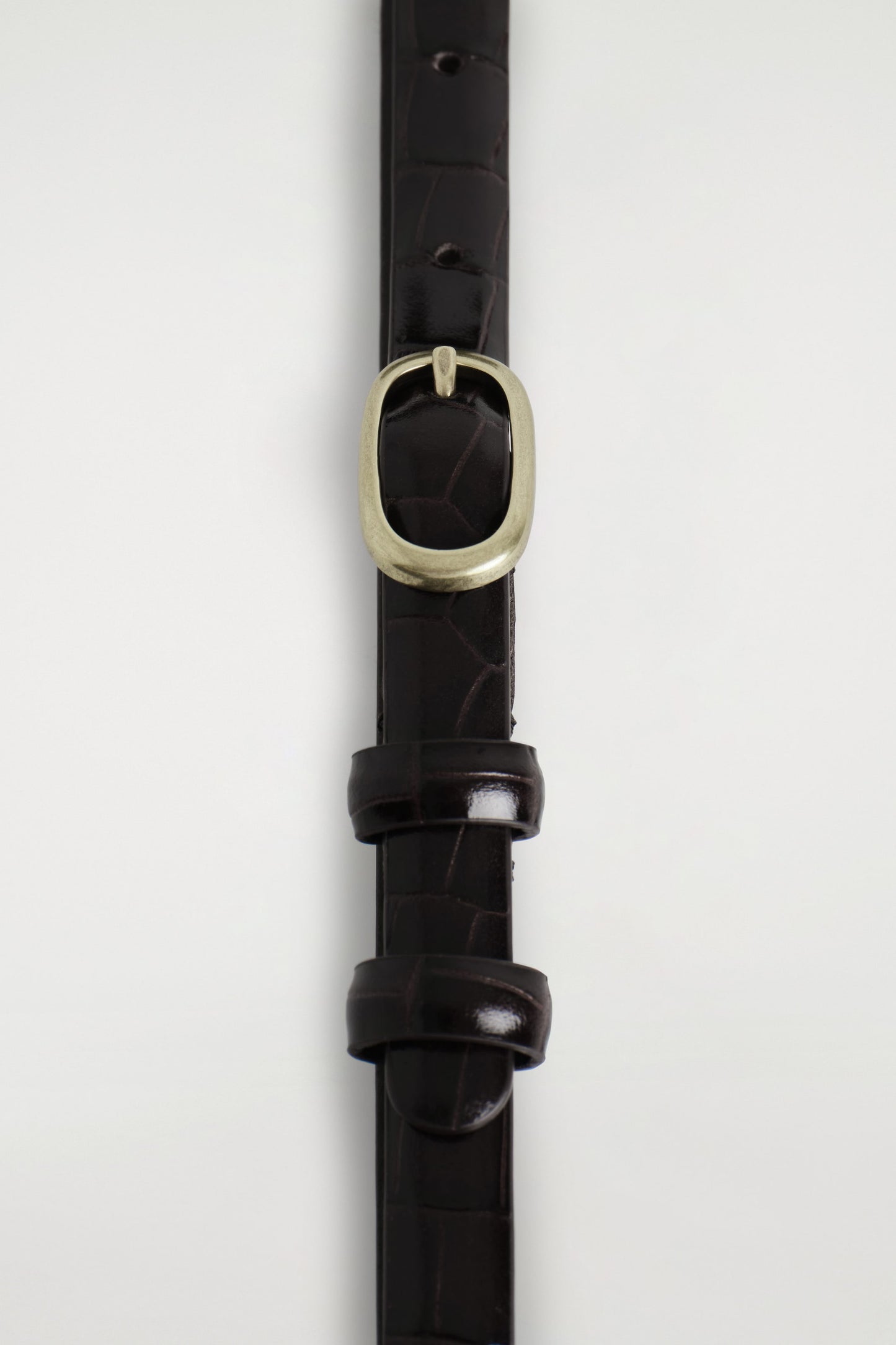 Slim Crock-Effect Leather Belt