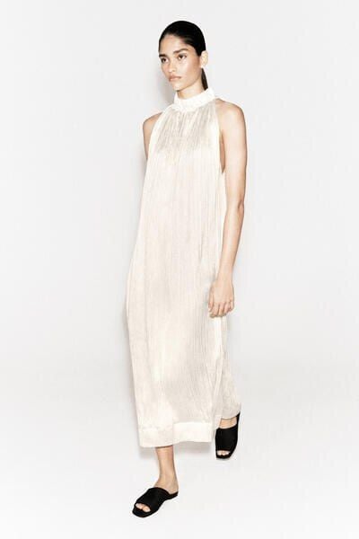 Crinkled-Satin Midi Dress
