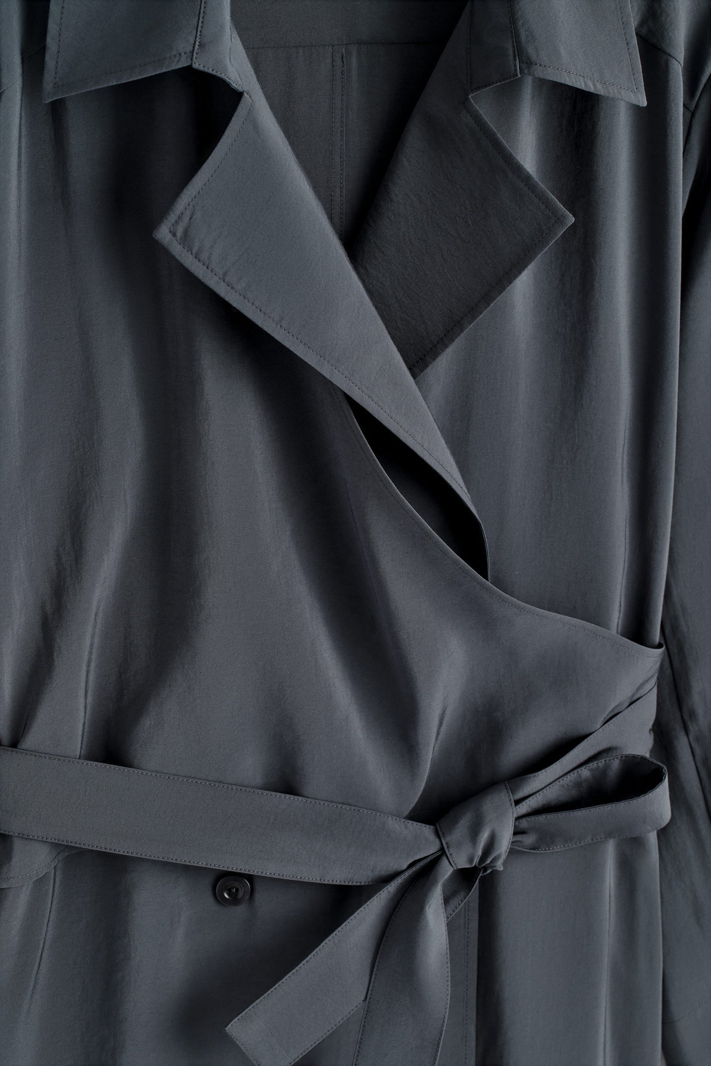 Belted Trench-Detail Midi Dress