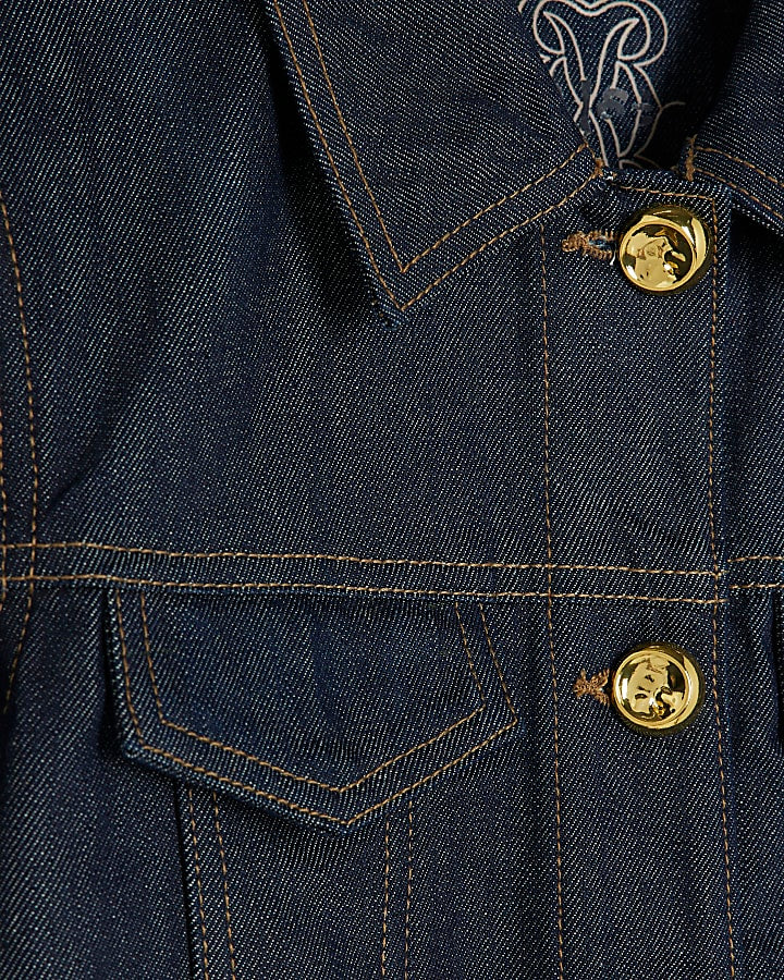Indigo Denim Long Sleeve Belted Peplum Jacket | River Island