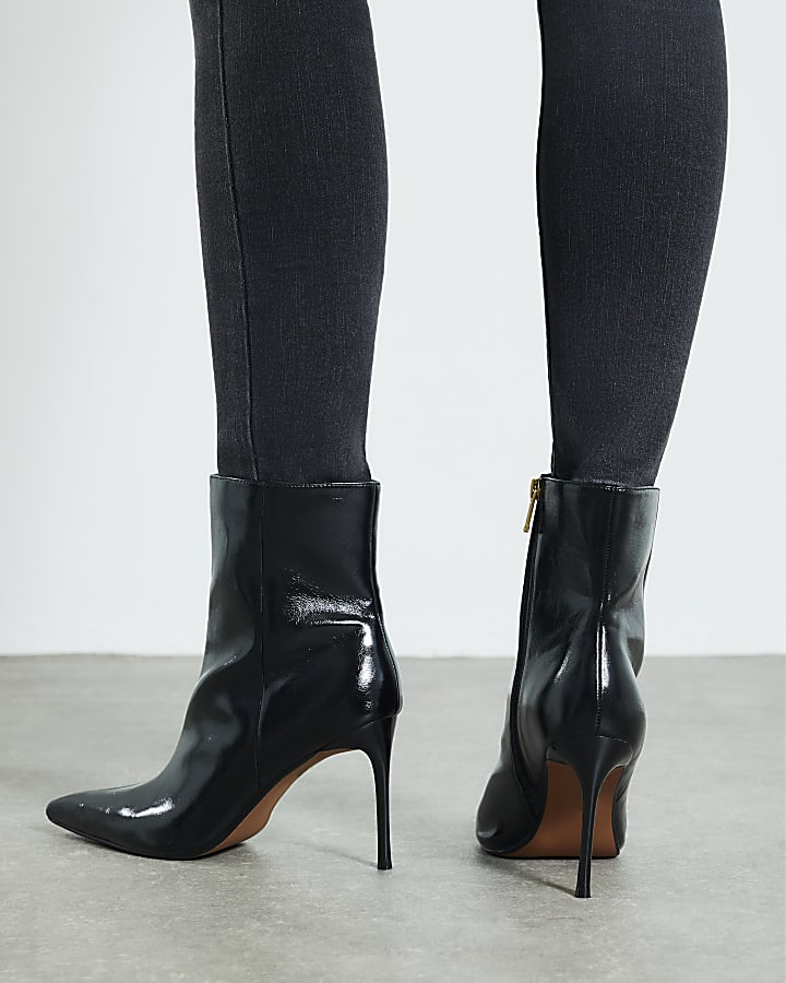 Black 2 In 1 High Leg Heeled Boots | River Island