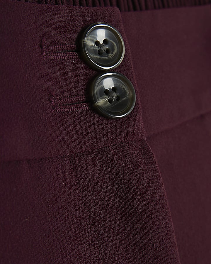 Red Wide Leg Tailored Trousers