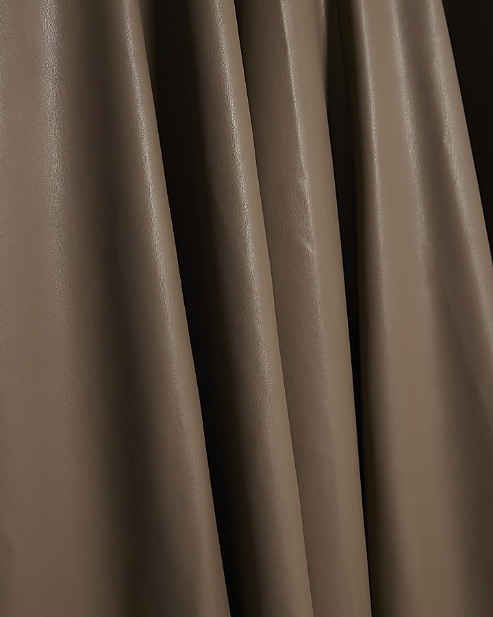 Stone Faux Leather Fitted Waist Midi Dress