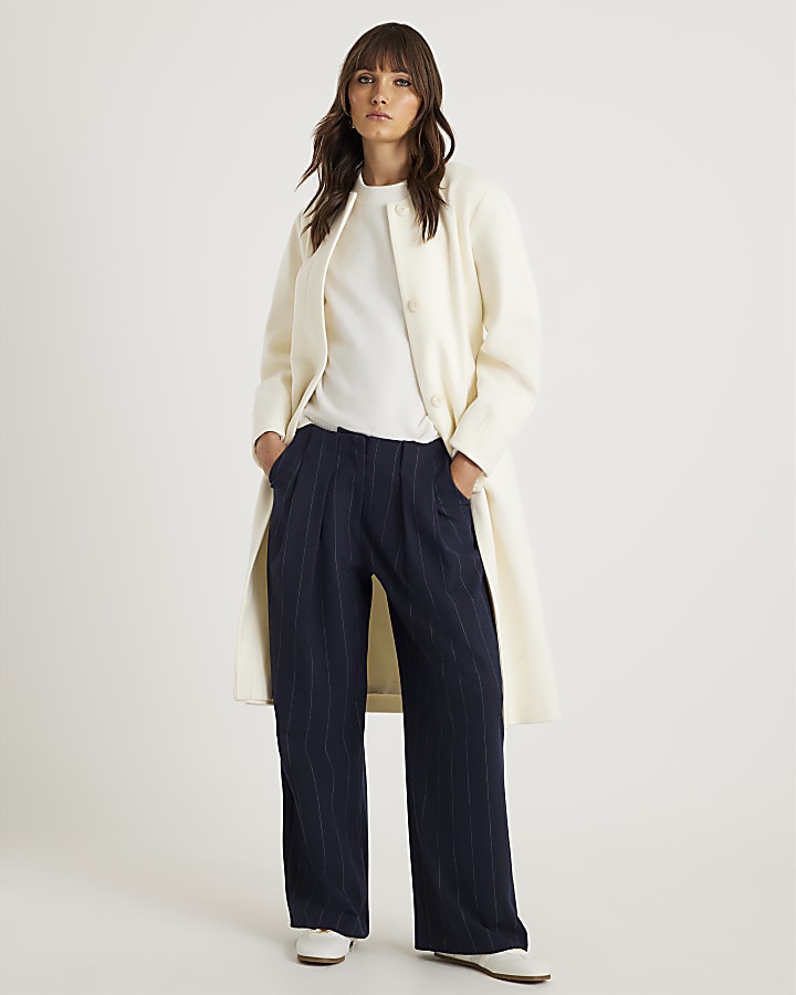 Cream Longline Belted Coat
