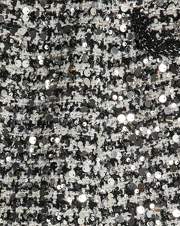 Black Boucle Tailored Sequin Mini Skirt