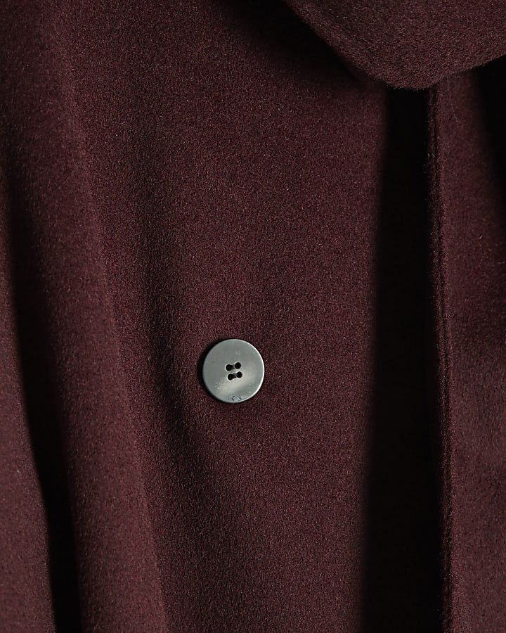 Red Handmade Wool Blend Scarf Coat