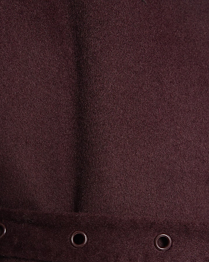 Red Handmade Wool Blend Short Belted Jacket