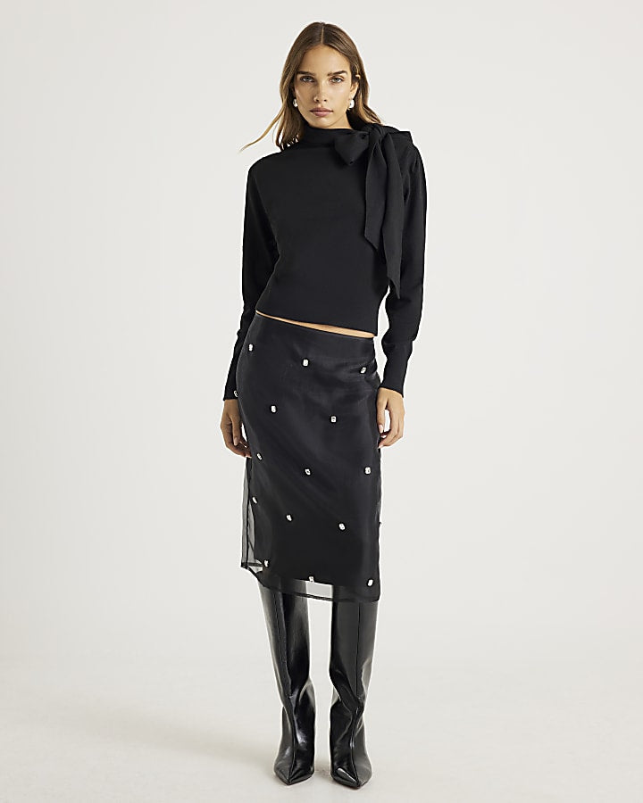 Knit Neck Bow Tie Jumper