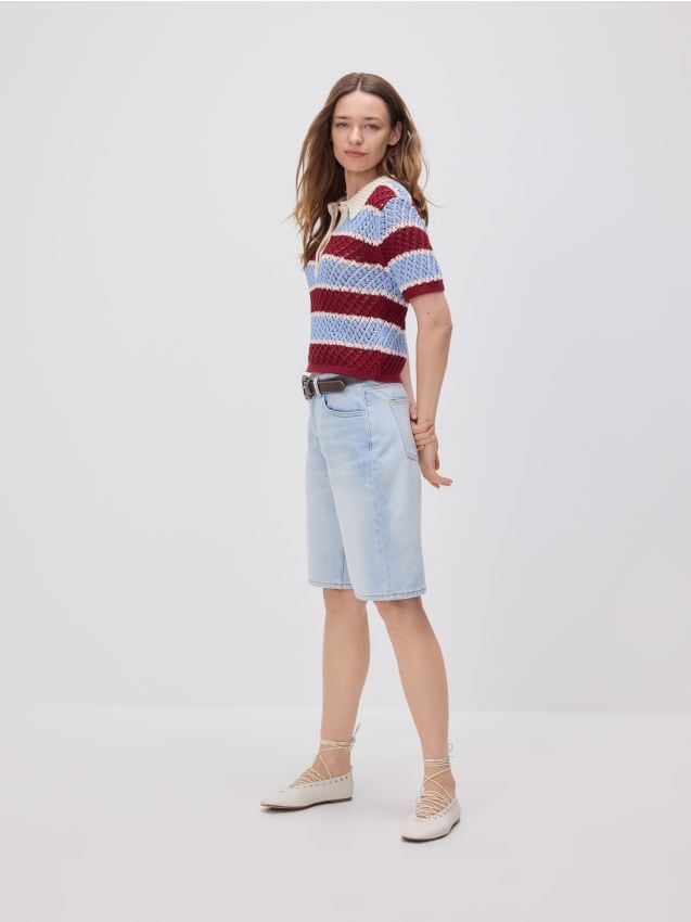 Polo style jersey blouse