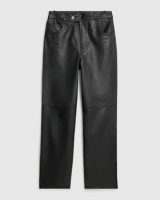 RI Studio Black leather straight leg trousers